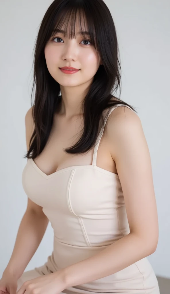 ((Top Quality, 8k, Masterpiece: 1.3)), Beauty, 1 Japan Girl, Big: 1.3, Slender Abs: 1.1, Dark Brown Hair, (sunshine, Open Legs: 1.2), Ultra Detailed Face, Highly Detailed Lips, Detailed Eyes, Double Eyelids, Bra Translucent gown, Sweaty Skin: 1.5, show strong abs, muscular body, pink cheeks, cute, navel, necklaces, long earings, very affectionate smile