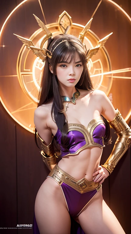 cyborg, girl, beautiful girl, 24-years-old, cute, sexy, strong, thin, bikini, High leg, metallic, ultra color, paisley pattern, headgear, mandala, Near future, Remains
