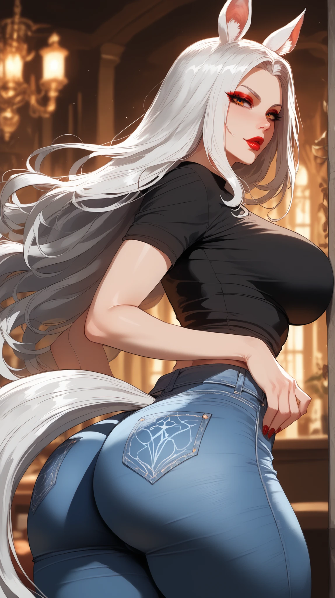（（Perfect figure,body figure,（（（A giant fox standing behind a woman,White skin,kurama, Pommeled Horse, abdominal muscles, red eyes, animal ears, body fur, colored sclera, fox ears, fox girl, tail fox , furry, furry female, fox, many-tailed, muscular, navel, orange fur, permanent, tail, nada, （（（naked,））），））） ,(（（kushina, long hair, hair ornament, hair red, hairpin, (grey eyes: 1.5), ）））,((masterpiece)), high resolution, ((Best quality at best)),masterpiece,quality, Best quality,（（（ Facial features very beautiful, Looking at the audience, There is light in the eyes,(（（Pain, patience, biting lips））),））），型number: 1.7）））,（（（ Light and shadow,Big breasts） ））,（（（Looking at the camera, black background, pov spit spitting, creampie, from above, from behind, looking to the side, tanlines, hands holding ass, hands holding head, anal, vaginal ）））