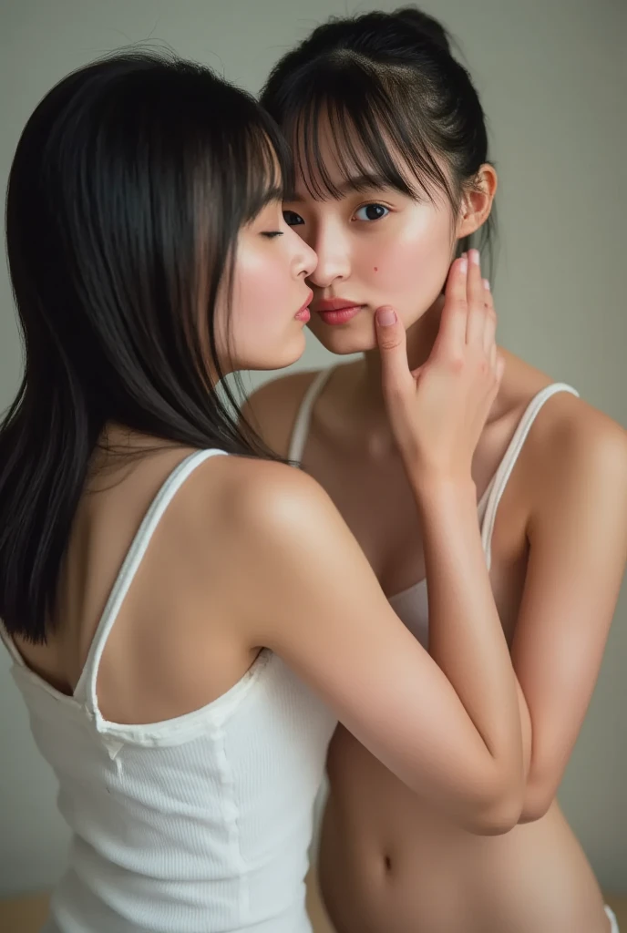 Chicha amatayakul, black hair, simple background, asian, portrait, 1 girl, short hair