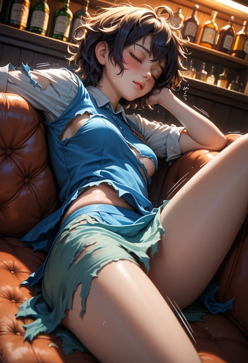 masterpiece, best quality, 1 girl, solo, large breasts, short hair, light brown hair, gray eyes, classroom, nsfw, naked, (missionary position:1.3), pov, 1boy, penis, sex, (lying on froor:1.2),pussy juice