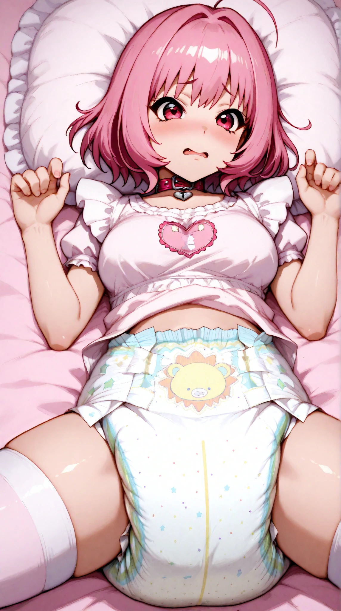 1girl, nsfw, (Expressive eyes), (Perfect Face), (((cute))), Drooping eyes, (Mouth ball gag), ((((Baby Face)))), (((((((female child))))))), (((flat chest))), ((())), White skin, gleaming skin, Yellow eyes, (((tearing up))), twin Braids, ((pink hair)), earring, (gal), (Naked), necklace, (spread legs), ((lying on bed)), (((Sweat))), ((steam)), (saliva trail), (((vaginal penis))), (((missionary))), (((intercourse with a man))), (((1 guy))), cum in pussy, detail perfect piece, ultra detailed, covering mouth, 16k, anatomically correct, ((Best quality))