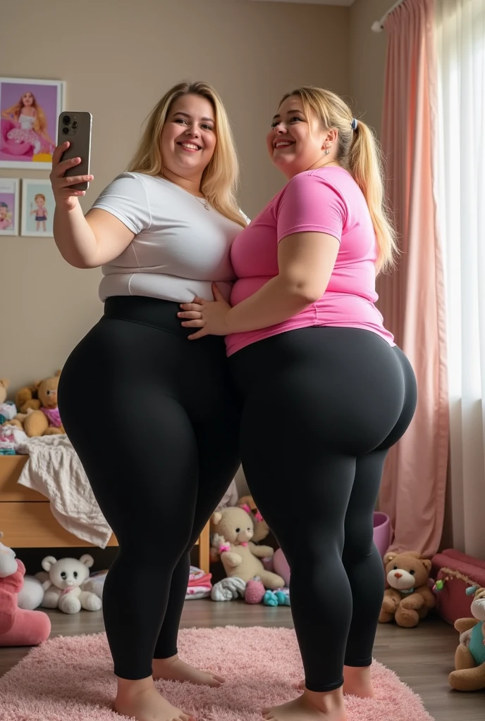 best resolution, 2 heads, cute chubby woman with two heads, conjoined, blonde, pink hair, long hair, eyeliner, one head a young looking 18 years old, other head 69 years old, having doggystyle anal sex with the viewer, 90 inch wide ass. looking opposite directions in embarrassment, massive breasts, fat ass, one hand rubbing her large fat belly, trying to ignore each other while having anal sex, big round belly, age difference, uncomfortable