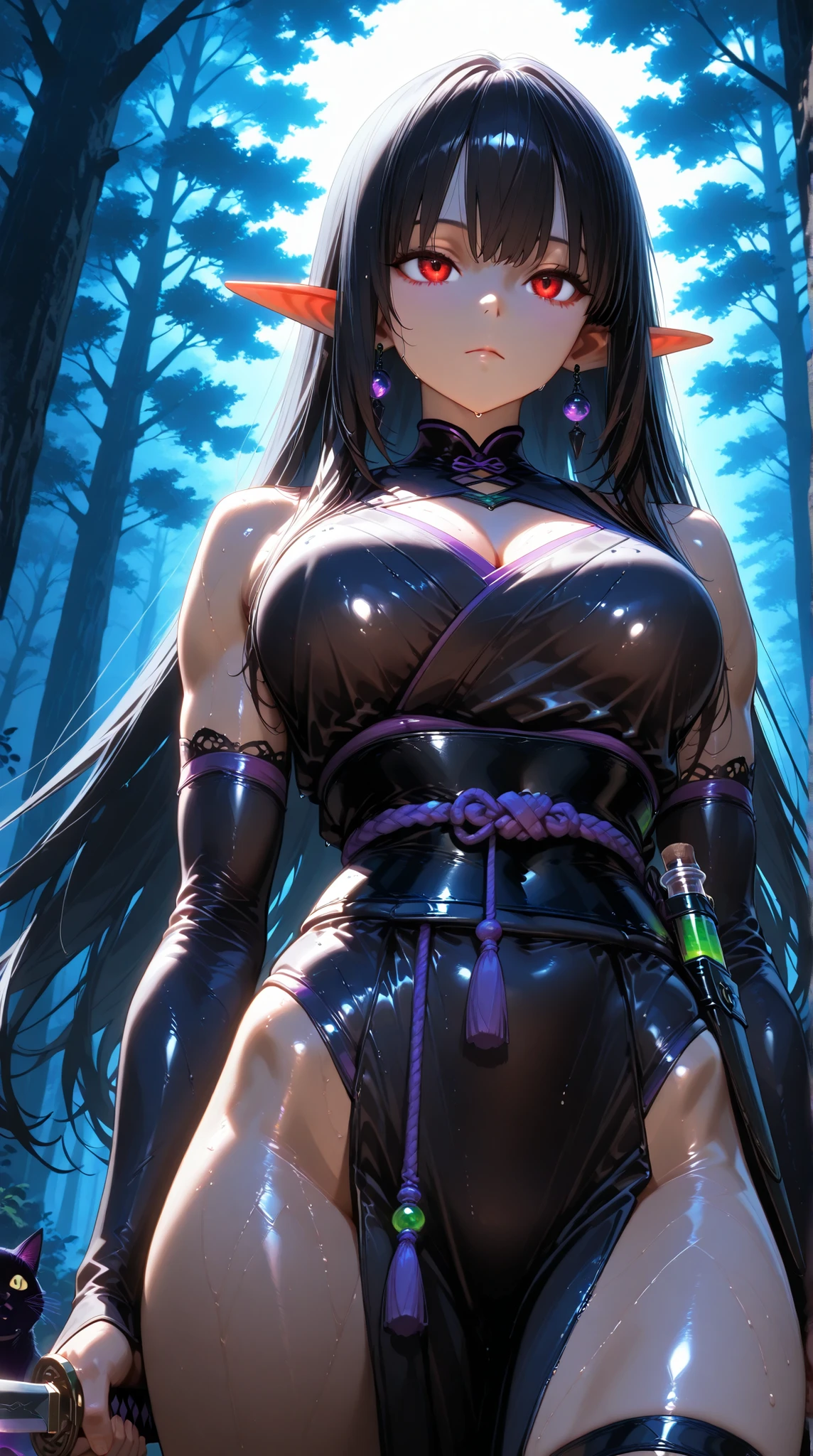 nsfw, best quality, official art, masterpiece, textile shading, HDR, gangbang, A female paladin, (in the forest), Wearing armor, metal armor, night, detailed aspects, Ultra-mini skirt 25cm above the knee, Surrounded by Goblins, Mr..々weapons, dirty,puffy nipple:1.5, large breasts, bikini tan, arms behind back, restrained, pussy juice, hentai, rape face, intercourse with a goblin:1.35, vaginal penis:1.4, girl on top:1.5,