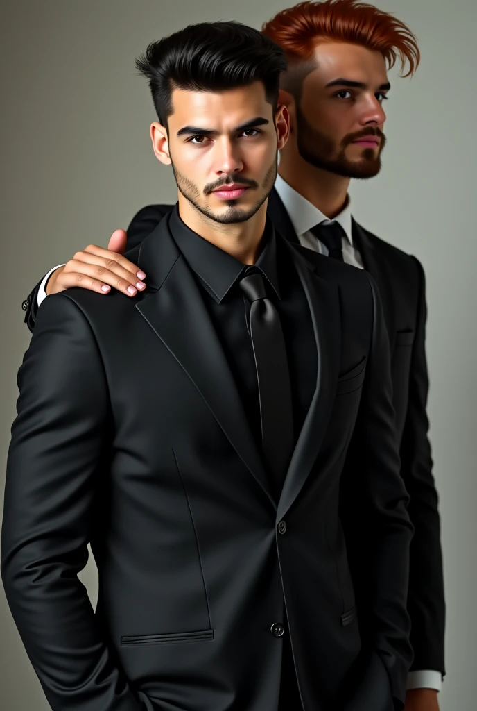 there are three men in suits and ties standing together, suits, wearing a suits, edited, 3-piece-suit, full body close-up shot, edited in photoshop, fanart, subject detail: wearing a suit, fan art, hyperrealistic jeff goldblum, ((oversaturated)), blurred detail, full body shot close up, close up half body shot