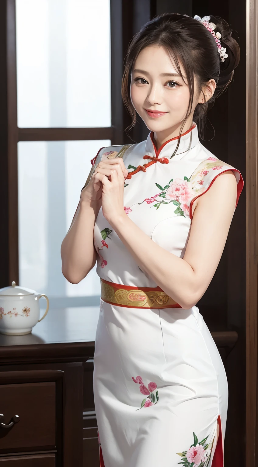 /*High-quality writing*/
top quality, , masterpiece,  Pretty and Delicate Fingers , very detailed lips, detailed eyes, realistic pupils,
in their 40s,
/*People and expressions */ colorful patterned China dress ))), (( traditional Chinese dress)),  chipao dress , miniskirt dress, white panties, in their 40s /*Pose*/ (lift the hem of the skirt, lift the hem of the skirt with both hands, lift the hem of the skirt yourself), nice hands,  perfect
VERY BEAUTIFUL GIRL ,poneyTail、white asian girl , 1 girl on break day, Light On Face, (ponytail), ((Very Sweet Smile )), 
in their 40s
/*clothing*/
 (((緑のサテンの colorful patterned China dress ))), (( traditional Chinese dress)),  chipao dress , miniskirt dress, white panties, 
in their 40s
/*Pose*/
(lift the hem of the skirt, lift the hem of the skirt with both hands, lift the hem of the skirt yourself), nice hands, Perfect Hand BREAK
/*Angled posture*/
Shanghai Street, cowboy shot wearing white judo uniform, viewers