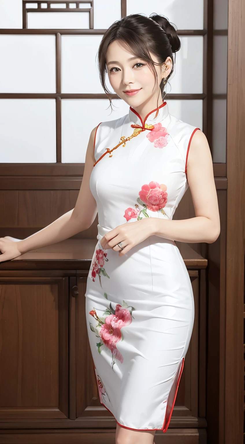 /*Quality writing*/
of the highest quality, 16 K, masutepiece, hyperdetailed face, very detailed lips, Detailed eyes, Realistic pupils,*the pose*/
(Lift the hem of the skirt, Lift the hem of the skirt with both hands、 Lift the hem of the skirt yourself),Silk Panties、 nice hand, Perfect hands
BREAK,
/*Characters and expressions*/
Extremely beautiful girl,poneyTail、Caucasian Asian Girl, 1 girl, Light on Face, (pony-tail hair), ((Very sweet smile)),
BREAK
/*garments*/
(((Satin colorful cheongsam))), ((chinese traditional dresses)), qipao dress, Mini skirt dress, White panty,
BREAK
/*the pose*/
(Lift the hem of the skirt, Lift the hem of the skirt with both hands、 Lift the hem of the skirt yourself),Silk Panties、 nice hand, Perfect hands,spread legs、show panties,white panties,
break
/*Angular posture*/
Shanghai Street, Cowboy Shot, Looking at Viewer