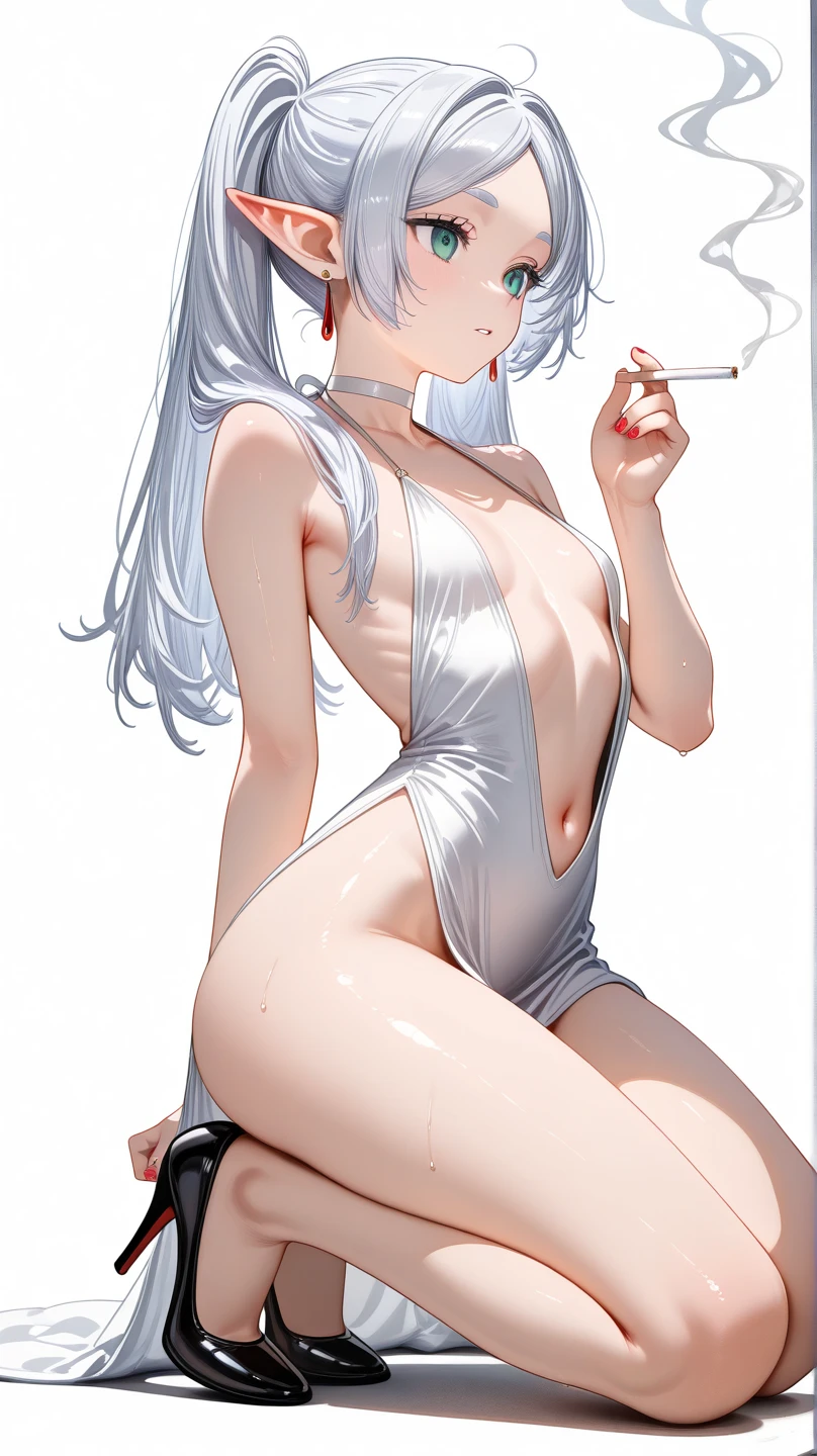 epic-Ultra-HD-details,epic-Ultra-HD-highlights,anime-upscaled-resolution,(realistic, photo-realistic:1.37),precise and realistic hair:1.1),beautiful detailed eyes,extremely detailed eyes and face,awardwinning,amazing details,super detail,best quality,1080P,8k,masterpiece,detailed skin, shadow, texture, light,
gorgeous girl,no underwear, ( long hair, white hair, blue eyes, virgin destroyer sweater, sideboob, underboob, white panties, white thighhighs, (((breast cutoff))), glowing white hair, asymmetric bangs, (kind_smile), (white short bobcut), (back side long single ponytails),(One-sided long bangs, Double V gesture, Sunburn,curtained hair, double bun, drill hair) (long single ponytail wafts to the chest), necktie between breasts, midlle breasts, Glowing, eyes, eye shadow, Eyeliner, glow dark pink succubus tail, dark blue Halo, hair strand, several girls, look at the camera, expressiveh, dark-skinned male, dark skin, official alternate costume, hetero, recording, heart, muscular, very shy, cowboy shot