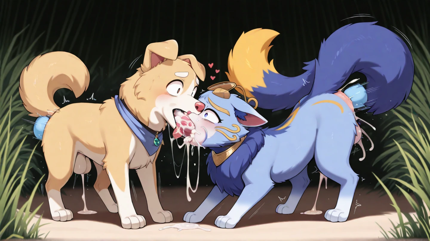 (((vulpix, woman, small breasts, kissing girls, french kiss, tribadism , lesbians, blushing, nude, slave collar , extremely detailed, extremely detailed legs, extremely detailed arms, extremely detailed face, perfectly detailed eyes, perfectly detailed anatomy))): 1.7, perspective, curved thighs, curvature, unexpressive face, (tail), totally blushed, lewd smile , (half-closed eyes), supermodel, submissive, ((shower )), ((night )),((dim light)), medium hair, blue and black fur body, blue and black fur , green eyes, ager, 18 years old teengirl, ((by fluff-kevlar, by Zackary911, by Kenket, by Kilinah, by fluff-kevlar)), ((hair covering eye frontal view, Laying down, legs spread, open vagina, kissing girl, , lesbian, cumming, wet fur,