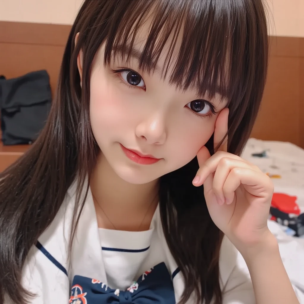 Highest quality、Cleavage、Big Breasts、pajamas、Twin tails、Brown Hair
