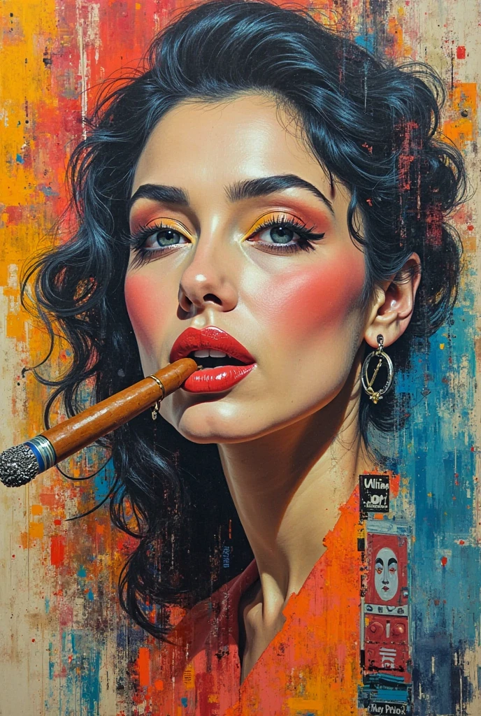painting of a woman with red hair drinking a beer and smoking a cigarette, smoking woman, diego dayer, by Olivia de Berardinis, acrylic on canvas, acrylic paint on canvas, inspired by Mary Jane Begin, drinking and smoking, personification of marijuana, by Izzy Medrano, pop art painting, dayer diego artwork, by Dave Arredondo