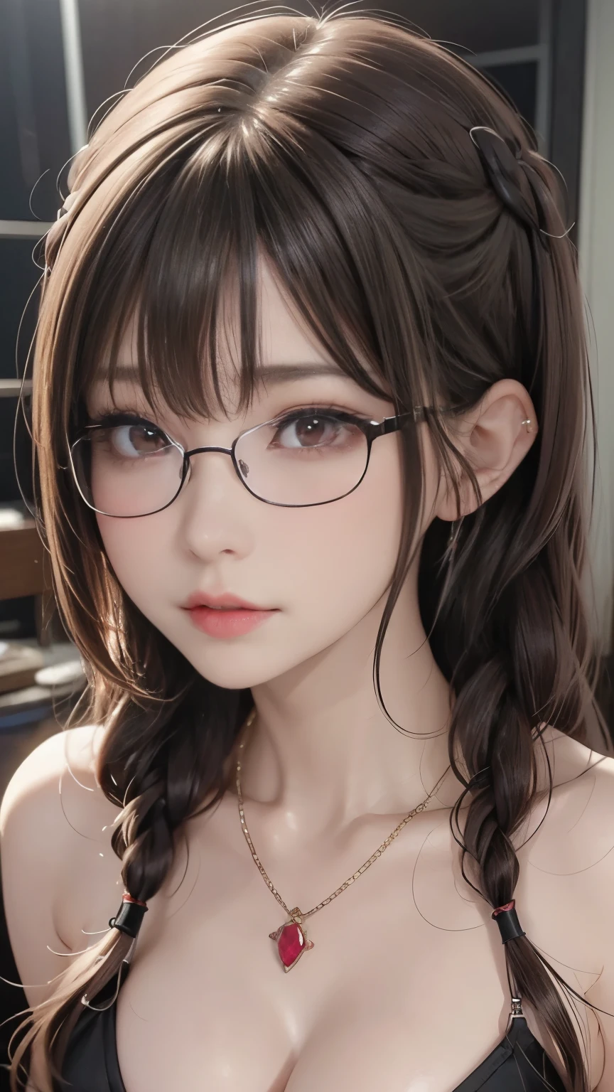 ( top quality ,high resolution:1.2), ( horror fantasy:1.5), ( ink and watercolor:1.5),(Ominous Scenery :1.5),(A lot of dust rises:1.5), (((evil eyes,well-trained abs))),(Fatal Beauty,charming beauty) ,(Flexible and strong physique),(Sensual Attraction),(Mysterious Charm:1.1),(attractive silhouette), (wonderful:1.5),( top quality、 masterpiece:1.5), (Powerful figures:1.1、Big Breasts:1.3) 、 ((((Glasses 、close up shot, cute、 red eyes、 Evil Ruby's Cursed Necklace )))),(((Glasses、Big Breasts, braids)))、 pretty face, raise my eyebrows ,close up sexy shot ,(Fatal Beauty, charming beauty ) ,(Mysterious charm:1.1),(Big Breasts、Attractive silhouette), HD texture 、High Quality Shadows、 beautiful and delicate face 、 Beautiful and delicate sticky liquid dripping from eyes 、 ray tracing 、 20th generation、 cute K-POP girl、( The Face of Korea )、Thin face、( Ulzan-6500-V1.1:0.6)、 The face of pure loss _v1 , ( beautiful and delicate face , beautiful and delicate eyes, Perfectly Balanced Face , high definition skin , detailed skin, The optimal ratio is 4 fingers and 1 thumb :1.25)、 dslr、 One Beautiful Devil Woman from Hell, seductive girl , Real Girls, Gurwitz, Gurwitz-style Artwork , Girl Roleplay, Realistic 3d style, cgstation Popular Topics,, 8K portrait rendering ,(truth,truth:1.4),(Girl in Glasses :1.2)、cheek、 glossy lips, 1. Oversized Coat: The coat、 Choose an oversized design that covers from shoulders to knees.。Navy or black are the standard colors.、[ soft khaki or beige , wait.、Choose a color that suits the season。 2. choose a color that suits your skin, a close up of a woman in a black top and glasses, with glasses, with glasses on, anime girl in real life, with long hair and piercing eyes, without glasses, spectacled, seductive anime girl, photorealistic anime, with black pigtails, seductive tifa lockhart portrait, realistic young gravure idol, realistic young anime girl, attractive anime girl
