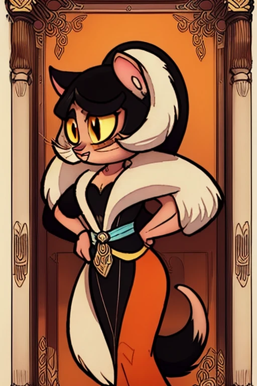 catgirl, short hair, black hair, cat ears, long nose, pale skin, long dress, black dress, victorial clothes, walking, portrait, 1character, medieval village, goth, no comic, huge breast, black eyes