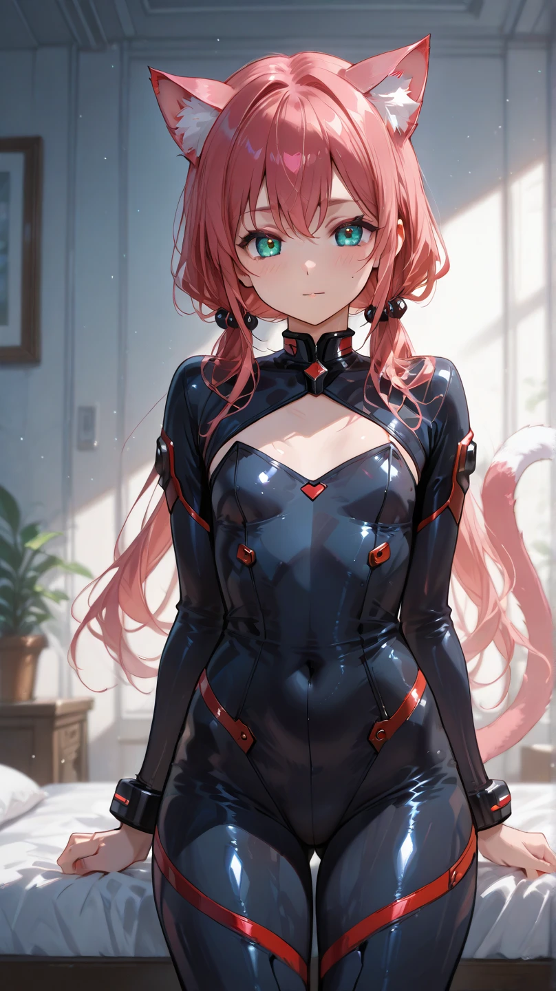 (Best Quality, 8K, 32K, masutepiece, nffsw:1.2),(1girl in),Asuka Langley Soryu,  {{{(Blue Odd Eye), (Red strange eyes)}}}, hair between eye, Headgear, Interface headset, Orange hair, Red Ribbon, bow ribbon, School uniform, Skirt, Suspender Skirt, suspenders, tokyo-3 middle school uniform, body suit, hat, Jacket, Long sleeves, Open your clothes, Open jacket, plugsuit, Red bodysuit, body suit, Long sleeves, plugsuit, Red bodysuit, Bare arms, naked waist, Bare shoulders, Blue one-piece swimsuit, 鎖骨, competition school swimsuit, highleg, high-leg swimsuit, onepiece swimsuit, School Swimsuit, Swimsuit, thighs thighs thighs thighs
