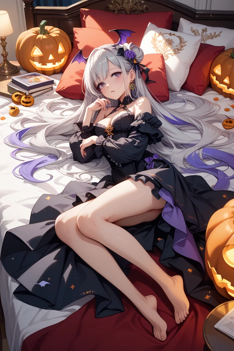 Fairy Knight Lancelot (destiny), 1 female, alone, Long Hair, chest, bangs, underwear, tail, Gray Hair, Top-down Bottom-up, flexible, Body pattern, Armrest, Jack-o&#39;-Challenge, Hands on the ground, Viewers showing their backsides, Backwards, Viewer seen from behind, dorsal position, Viewer facing the butthole，anusを視聴者に向けている，anus