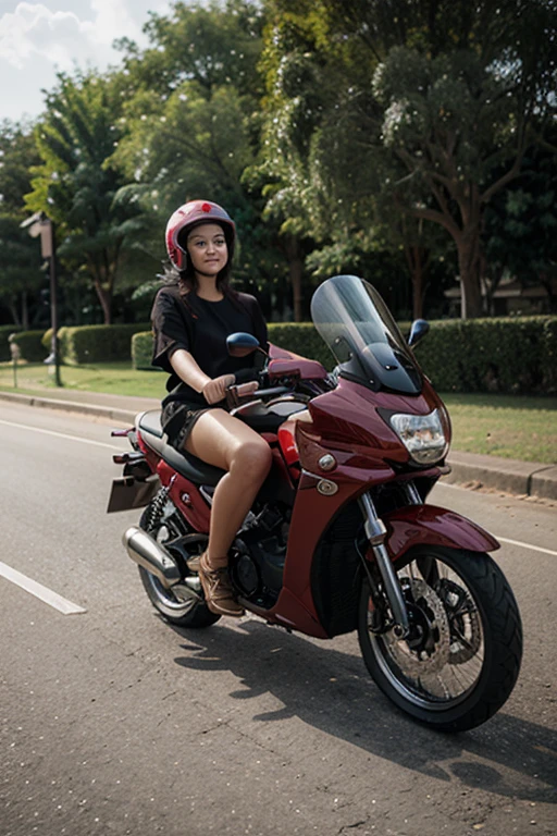 Photo pria dengan wanita sedang berboncengan naik motor