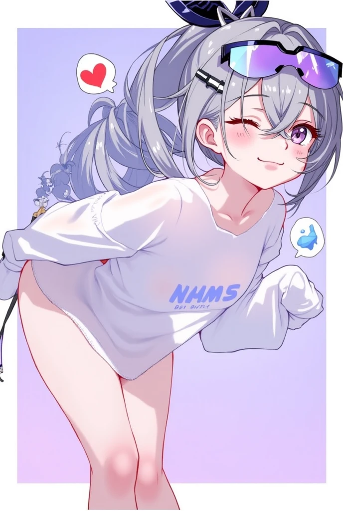 1girl,Silver Hair,Red eyes,Medium short hair with horse-like ears,Square glasses,Wearing a large white coat,hoodie,,Dairy-free,Ahegao,Sweat,Character portrait,full Art,Leotard style swimsuit,Crotch crack,pussy juice,creampie,penis in pussy,penis,Sex,Sit in the pool,1boy