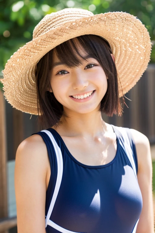 Japanese、18-year-old、Very slim、((Smiling))、Summer clothing