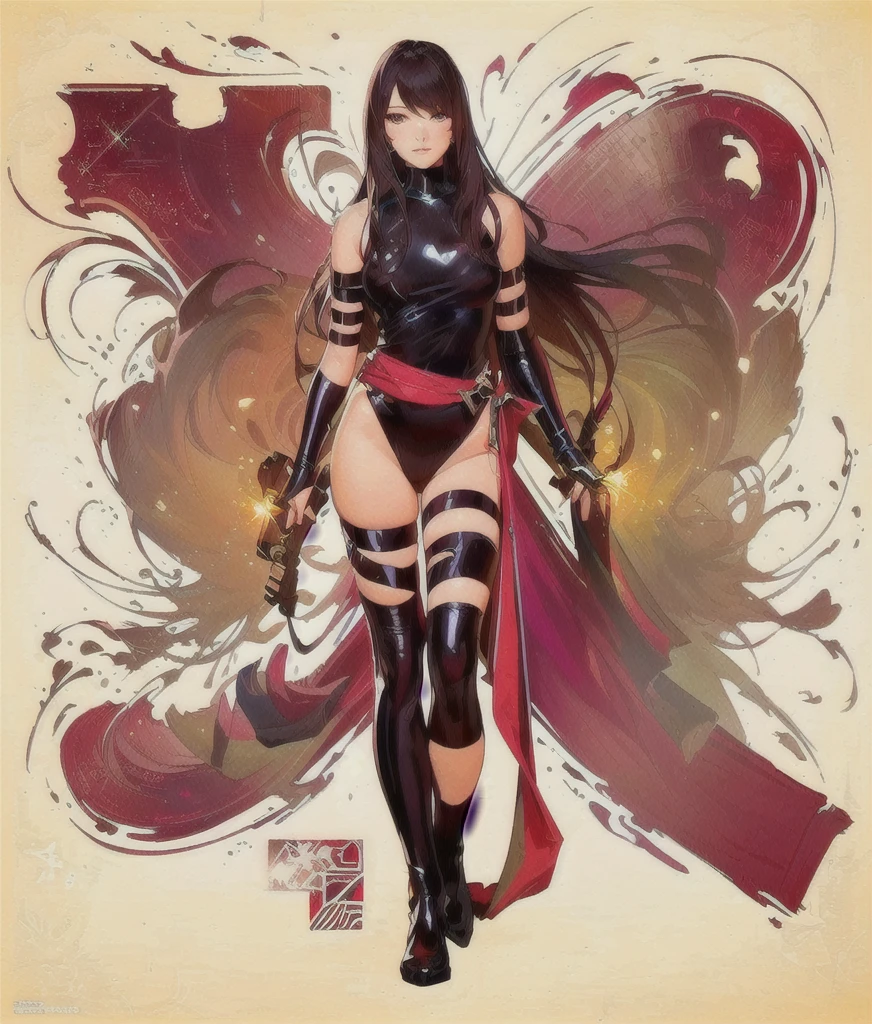 A painting of a woman with long hair and long hair,Beauty in demon killer art,Perfect anime body,s the perfect face,Perfect facial features,angry look,long leges,huge tit,Whole body movement,4k manga wallpapers,Full body combat stance,Realistic light and shadows,beautiful line art,Powerful comic art,anime artsyle,painting art,kentaro miura manga art style,His caricature full-body portrait,Hojoji manga style,shigenori soejima illustration,Beautiful fanart,detail-rich,Masayoshi Suto and artgerm,detailed manga style