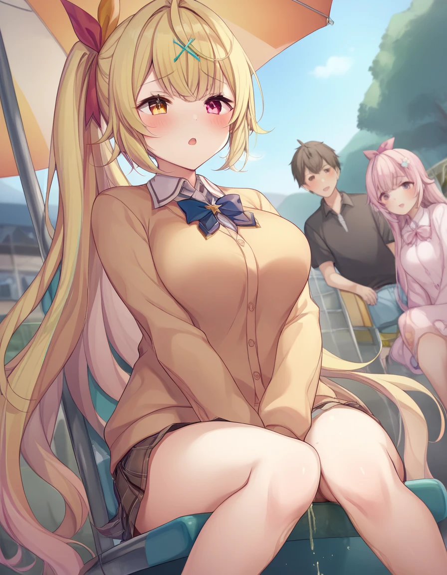 驚くほど美しい女性のbornのクローズアップ, Along a canal in the Netherlands, Shops selling Gouda cheese, born, 8K, Ultra-high resolution, Natural light,,A perfect day, amateur, Frank, Completely naked, Leg spread, The clitoris is slightly visible,3 people