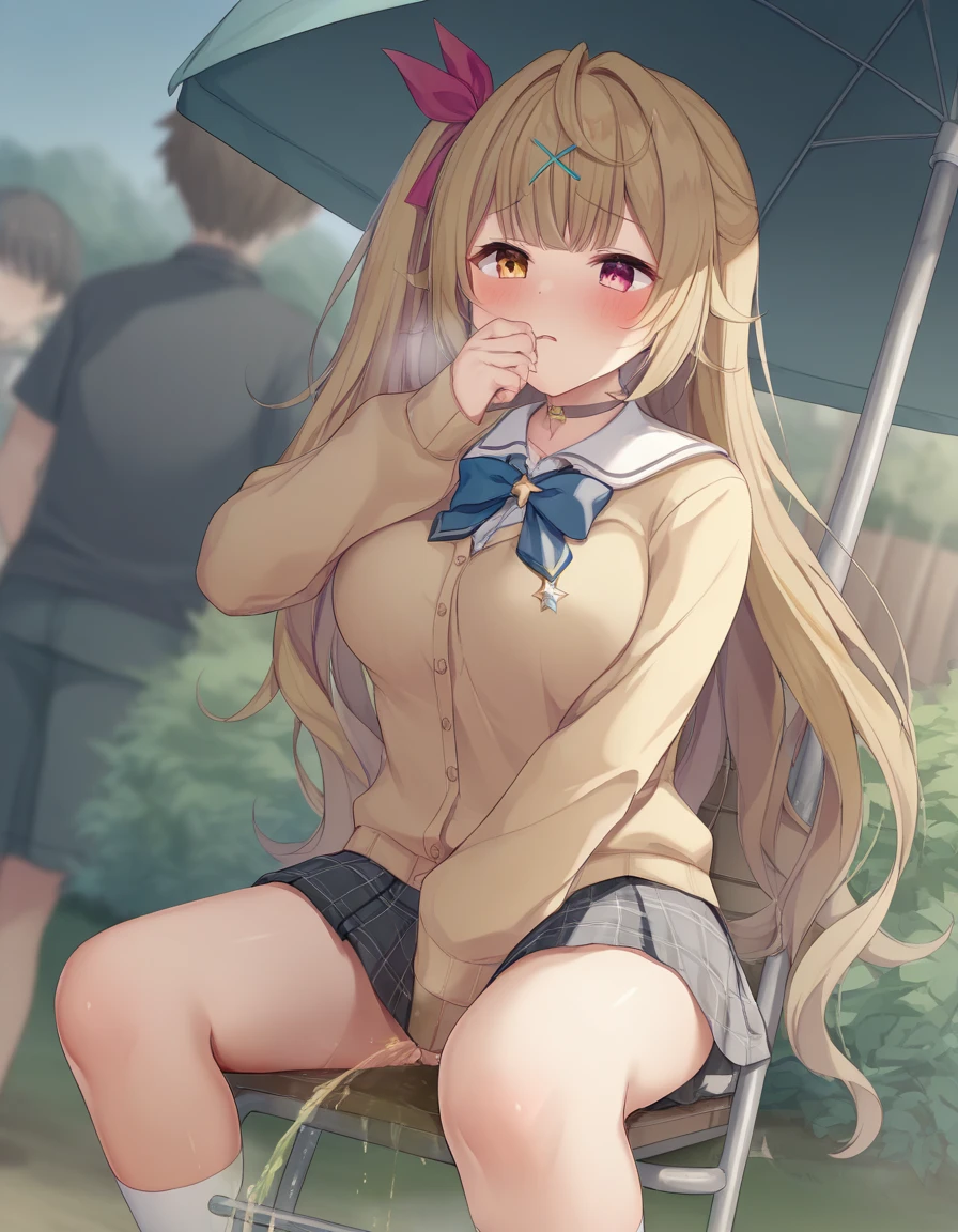 ((anime:1.25)),,,((best quality)), ((highly detailed)),(((sketch))) extremely detailed face, beautiful face,((1girl)),((solo)),(shiny skin),(full body:1.15), aasaren, long hair, blonde hair, (hair bow),((black bow:1.15)),((black bow:)), (hair ornament:1.15) blunt bangs,((pointy ears:1.15)), large breasts,nipples,large areolae,(((nude:1.45))), ((hanging breasts:1.25)), ,((huge breasts:1.15)),(curvy),(thick thighs),((nose blush:1.45)),,,(bad mood,angry:0.95)open mouth,:d,((looking at viewer:1.25)),BREAK ((park ,bench:1.35)),((sit on bench:1.35)),((sitting:1.35))outdoors,,BREAK ,((white thighhighs:1.15)),(white thighhighs), ,BREAK ((dark green boots:1.15)),