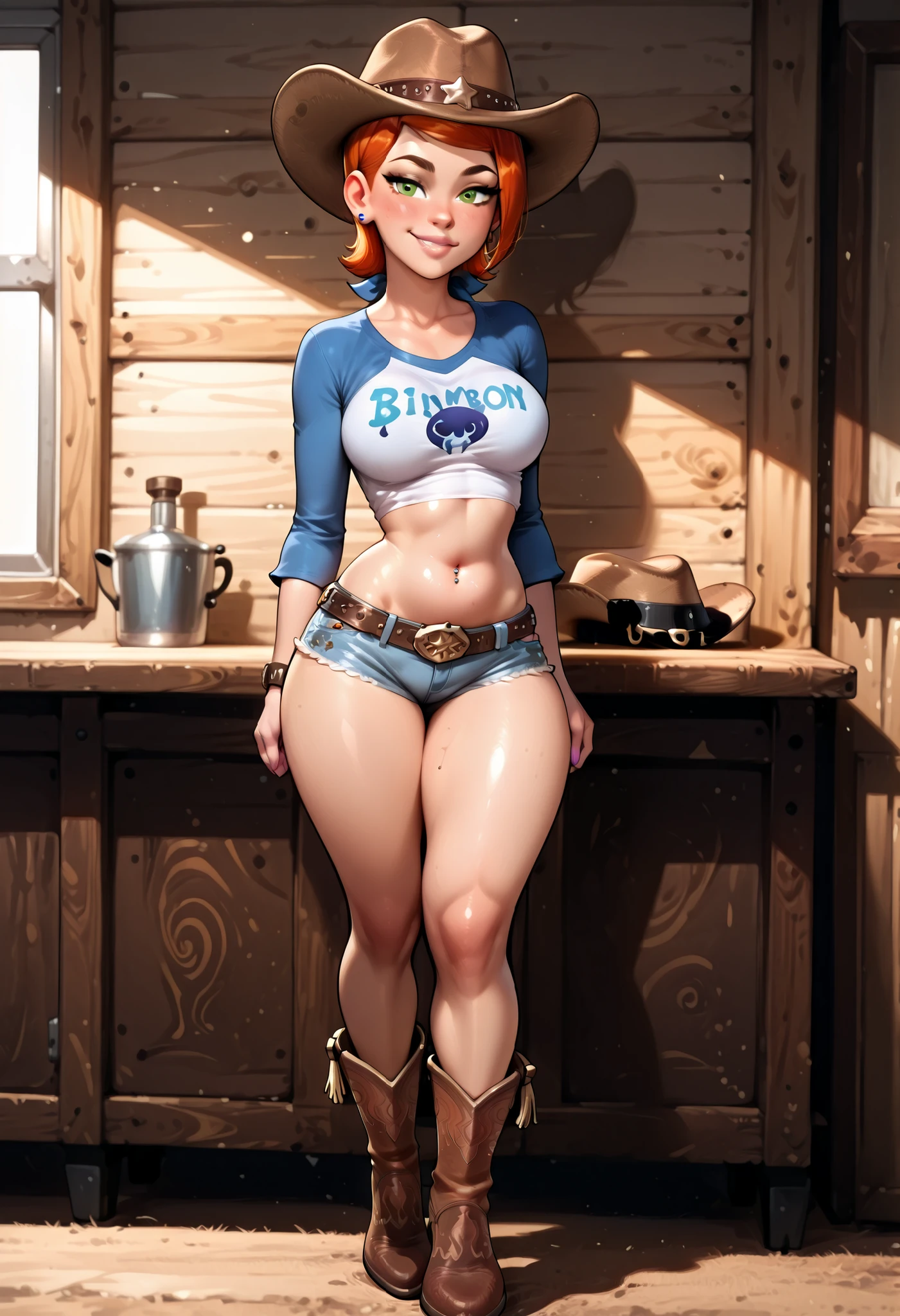Dorohedoro Style, Nami from One Piece, short orange hair, sexy thick body, nude, nude sexy female body, sea, sea beach