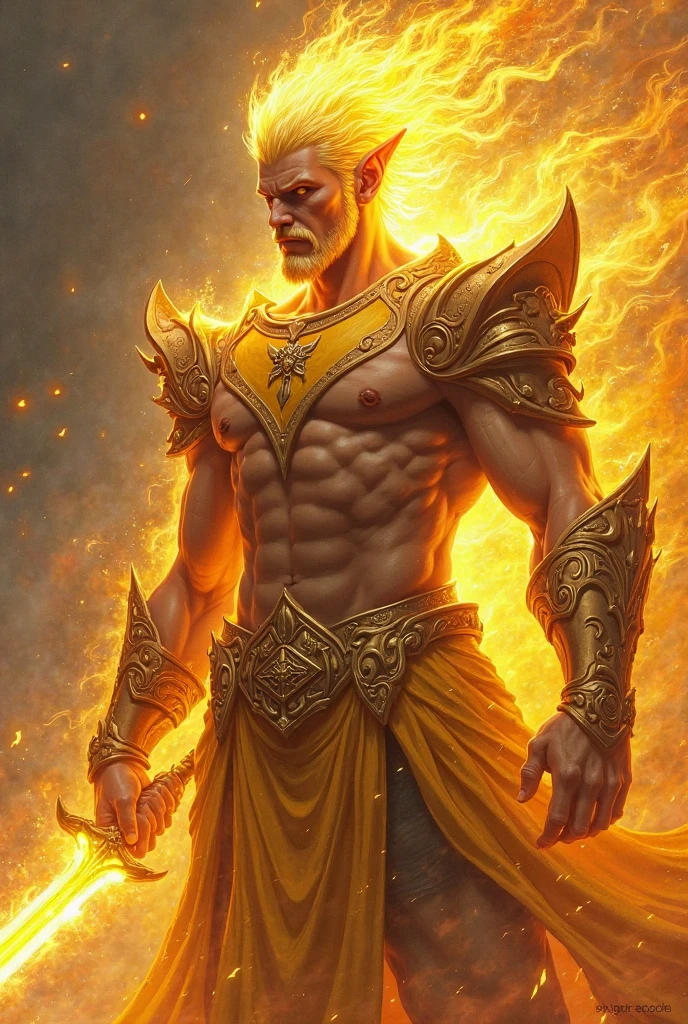 painting of a man in a robe with a staff in a cloud of fire, holy fire spell art, concept art of god, epic scene of zeus, furious god zeus, the god hades, rob rey, by Jeremy Chong, by Eddie Mendoza, the god zeus, by Aleksander Gierymski, by Pablo Munoz Gomez, by Shen Zhou