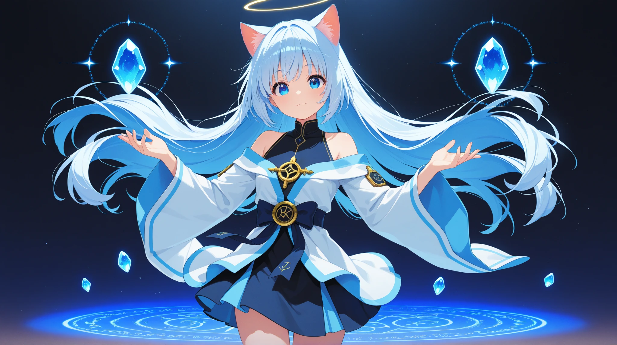 masterpiece, soft shading, 1boy, Furry, kemono, furry cat, anthropomorphic, male, red fur, red skin, blue eyes, magical girl theme, long hair, revealing clothes, magical girl outfit, magical girl dress, femboy, sexy pose, uploaded on e621,