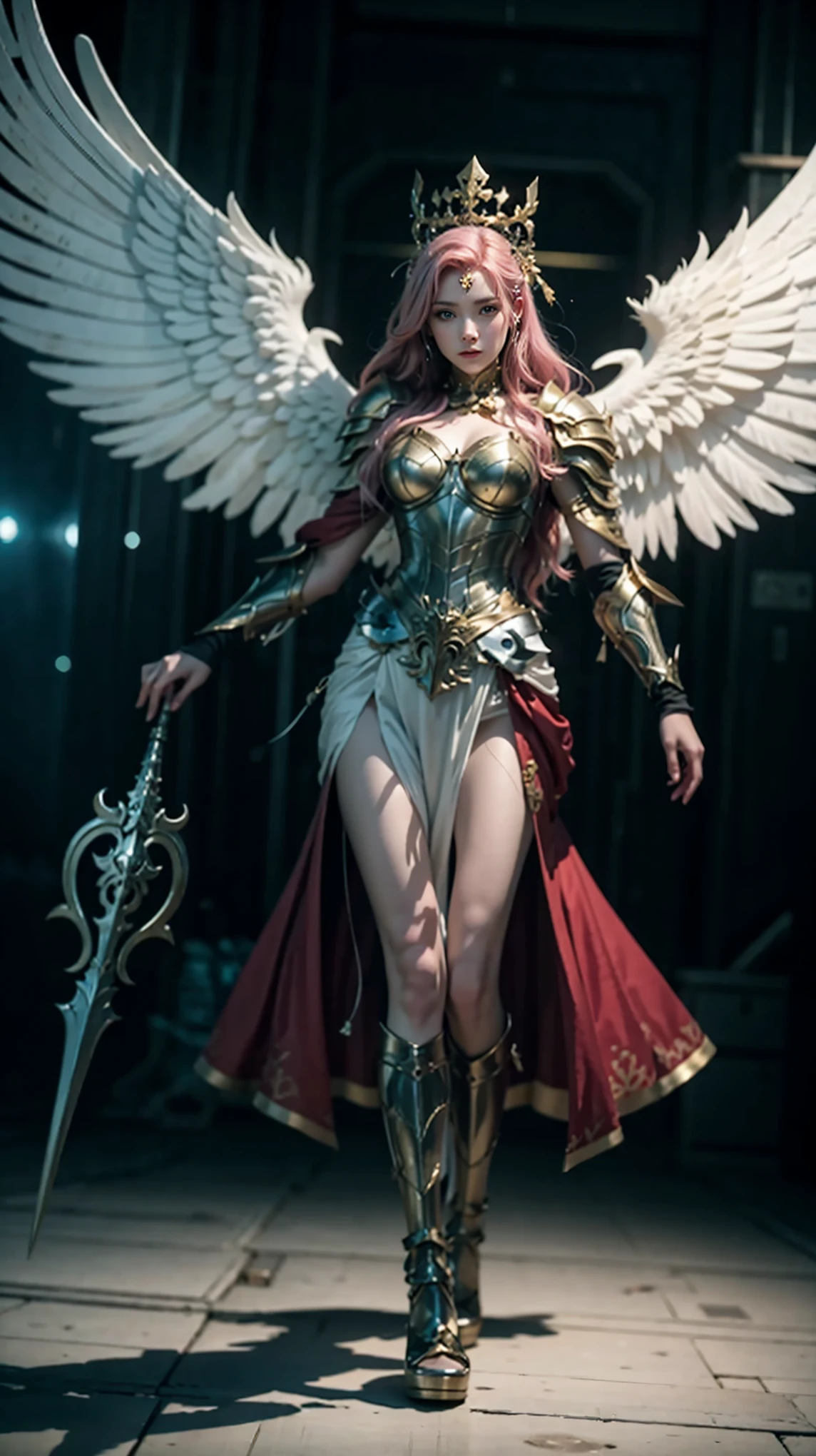 a close-up of a woman with a skull on her shoulder, Anjo majestoso de full body, angel knight girl,  angel in silver armor , tall female angel, beautiful angel girl ciborgue,  gorgeous cleric ,  female artsword by Cushart Krenz , Serafim,  Shadowverse character concept , Deusa. Extremely high details, ( ( character concept art ) ), Archangel with golden wings walking in space, na Lua, Anjo majestoso de full body,  super wide angle , large image of angel, anjo largo, epic angel wings,  photo taken on the body of the cinematic goddess ,     Epic angle and pose    , angelic wings, quente, share, beautiful angel girl, From the Handsome Angel ,  long-range shot of a tall angel ,   giant and impressive photo of the goddess,  there is a woman with pink hair , full body, full body, looking at the camera, Guweiz&#39; unstyled artwork , ! dream artegerm, Lois van Baarle and Ross,   realistic art style  , Modelo IG | artegerm, Semi style Ross Tran,  inspired by Ross Tran , artegerm style, artegerm e atey ghailan, gold-plated giraffe in front of a Castle, Angelic Golden Armor , unreal motor render   Knights of the Zodiac, Golden Goddess Athena, like a mystical valkyrie, ornate cosplay, Greek Goddess Athena, wearing golden armor, ,   Knights of the Zodiac, - Moon jewelry on forehead, angry expression,   sad expression  , Sailor Moon, Golden Armor,  ([long hair]:1.8), (full body:1.8), (imagem de full body em pé:1.8), (upper body upwards:0.3),retrato, ,   Middle Ages  , Classicismo,  impressive and detailed , pintura, traditional media, realista, detailed symmetrical eyes, beautiful detailed face, figurativo, , oil on canvas, HDR, 8k, original character, high resolution, high detail, focus on the face, retrato, ,   Middle Ages  , Classicismo,  impressive and detailed , pintura, traditional media, realista, detailed symmetrical eyes, detailed face, figurativo, Belle, Persephone, (full body:1.8),  Middle Ages 