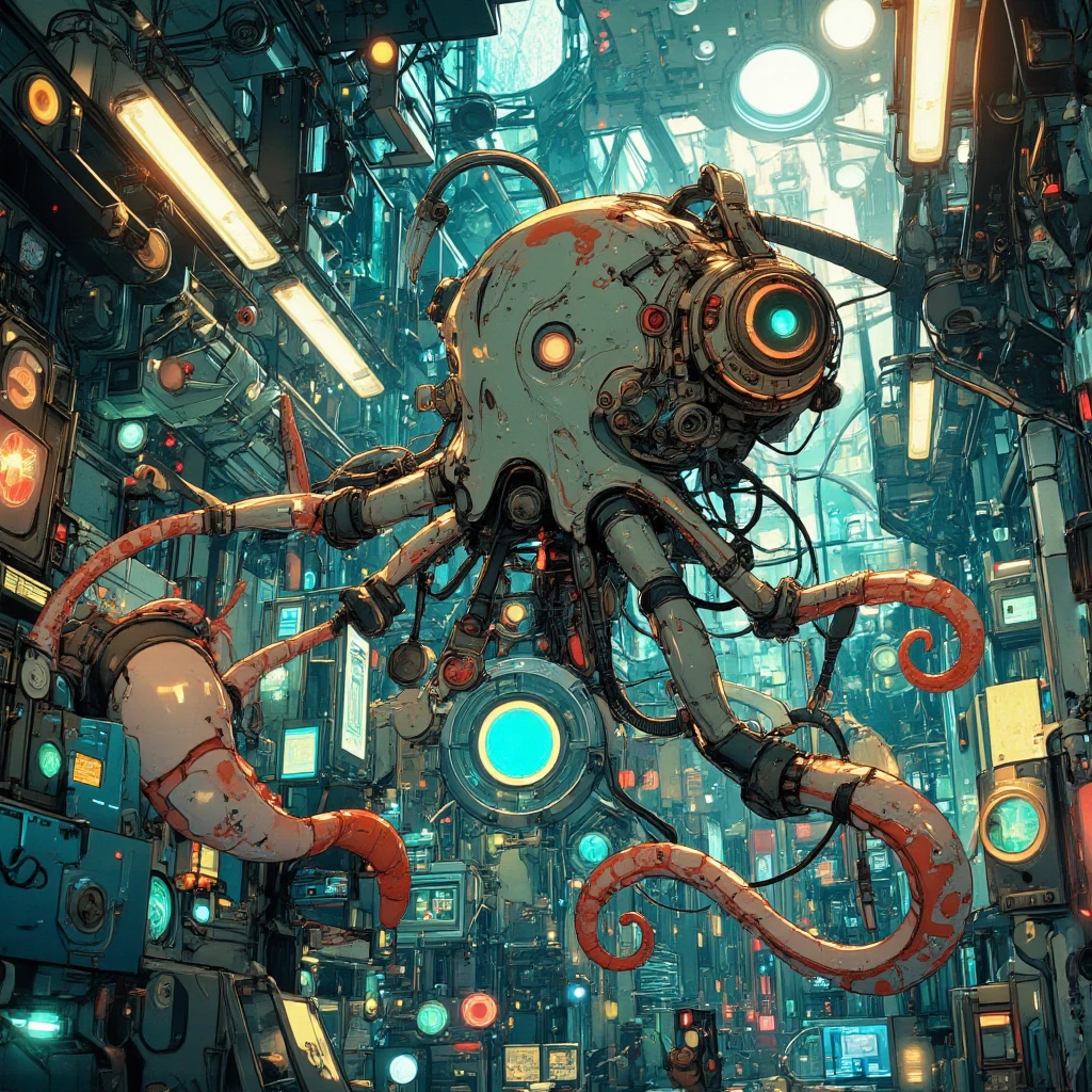 Vertical digital illustration surreal and visionary art mix of science fiction horror cosmic comics, to wide-angle urban buildings with carbon fiber , Multidimensional Creatures Based on Carbon Fiber Life., the city feeds on blood, neon lights, post-apocalyptic, multichromatic, devil creatures, Encapsulated nature, tree inside a glass capsule, blood moon disappearing , capsules_ blood biobattery, unified theory, giger human resources, Frank Frasetta, Alex Gris, dark psychedelic, vivid color, depth of fire, Engines, wires, buttons, LCD screen, Art Station Trend, unreal engine 5
