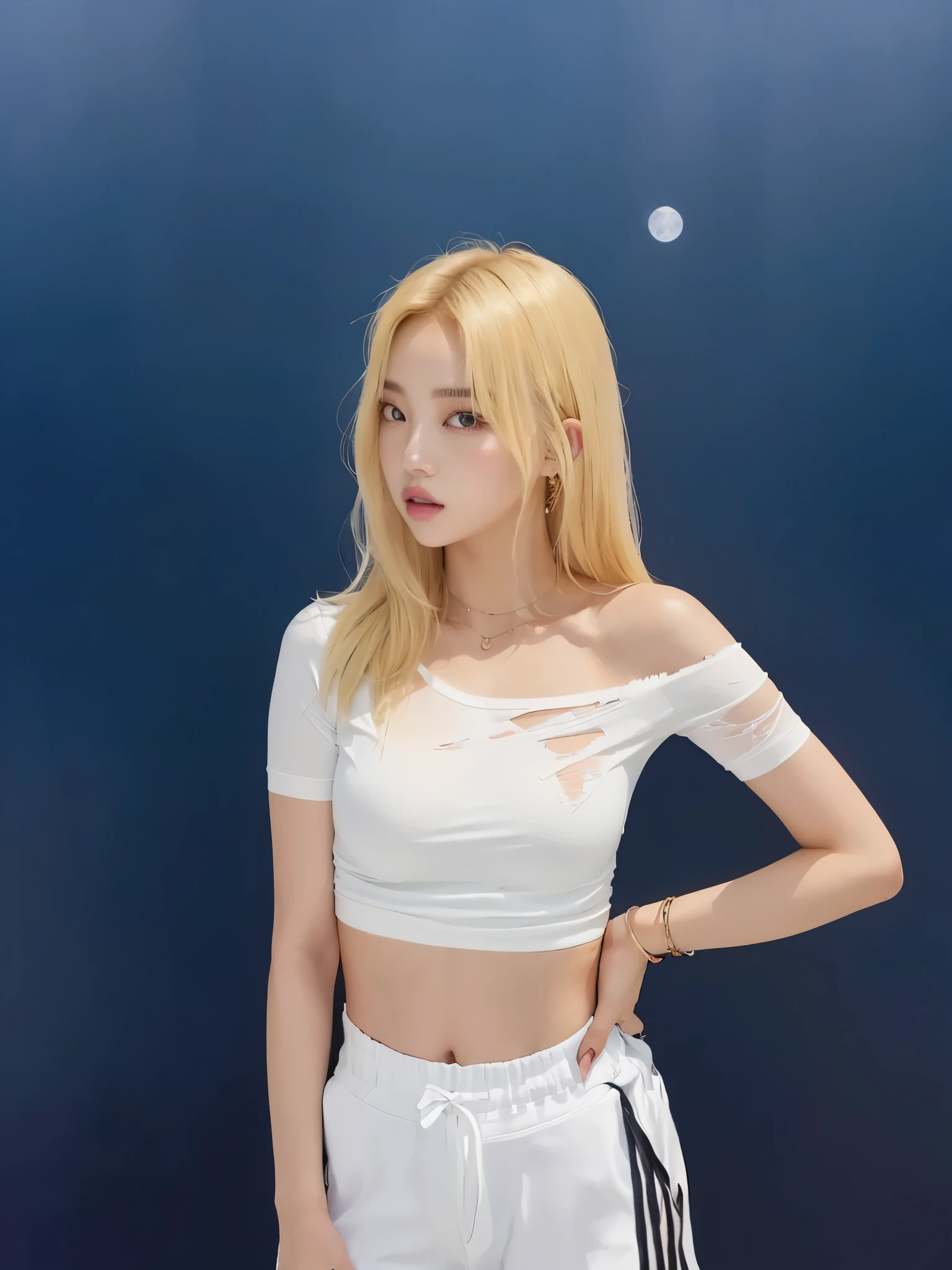 1 girl, 175 cm,Korean kpop idols and models, 22 years old,soft body, close up, 8k, raw photos, best quality, Masterpiece,realistic, photo-realistic,charming,cute,Beautiful woman in a tight skirt,Tall white boots，Liu Hai hair style,Ponytail hairstyle , golden white hair, large earrings, 1girl, 175cm,korean kpop idol and model, 22 years old,soft body, close-up, 8k, RAW photo, best quality, masterpiece,realistic, photo-realistic,seductive,cute,A beautiful woman in a tight skirt,tall white boots，Liuhai hairstyle,ponytails hairstyle , gold white hair, transparent:1.4,