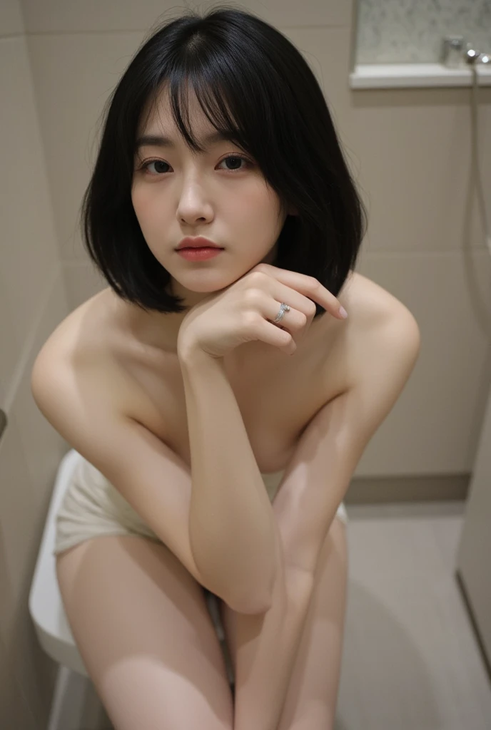 (8k,RAW Photos,Highest quality,masterpiece:1.8),(Realistic),1 person,((Completely naked,nude:1.6)),Small breasts,(Thin arms),((Flat Chest:1.6)),(View from the rear:1.6),(Embarrassed expression:1.4),(Surprise face:1.6),Lots of eyelashes,Add shine to your eyelids,skeletally correct,(Mouth half open:1.6),(Small Ass:1.8),(Pale skin:1.6),(Straight hair,Medium hair:1.4),(NSFW:1.6),(brightness:1.6)