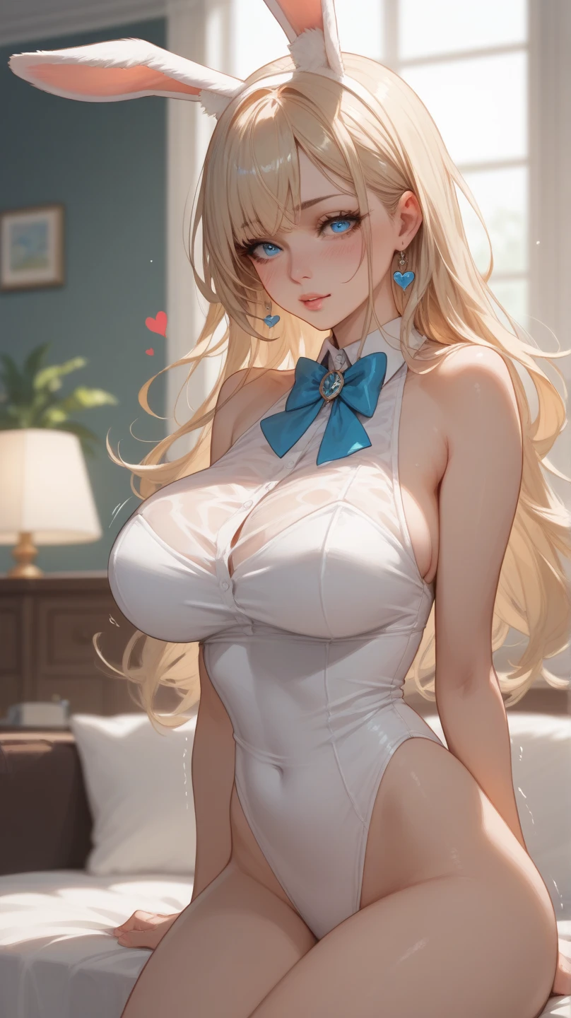 masterpiece, best quality, extremely detailed CG unity 8k wallpaper,((Upper Body)) ,((Upper Body head close-up shot of a beautiful little girl)), , Elegant Long straight blonde hair, (Mckenna Grace), ((gigantic breasts,Extremely plump,Thick thighs,Autoluminescence skin)),Transparent (yellow-blue) golden (Glittering tutu,long Bunny Ear Headgear, , Bow-tie, No panties, genitals visible), ((,spread legs)),(from below), (Blush), , (seductive smile), (A world of ice and snow), pretty face, key art, award winning, intricate detail realism hdr, by (ruan jia and artgerm and range murata), Photorealism, Hyperrealism, ultra realistic, dramatic light, intense shadows, gorgeous view, depth of field
