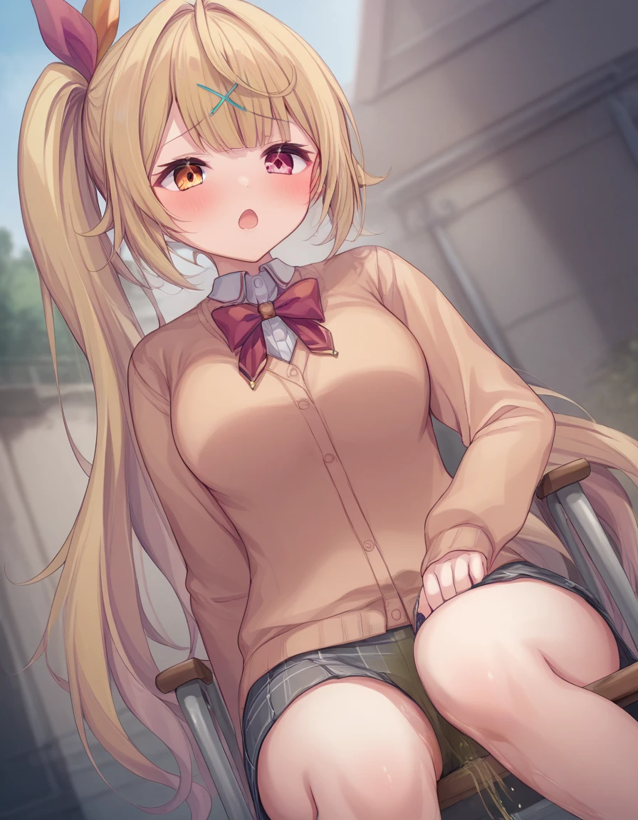 ((High Quality image 10k)) (( perfect autonomy)) Masterpiece, white teen girl, 18 years old, long length blonde hairstyle, naked, big breasts, thick body, spreading legs, pussy focus, wet pussy, a whole lot of pussy juice, in the park