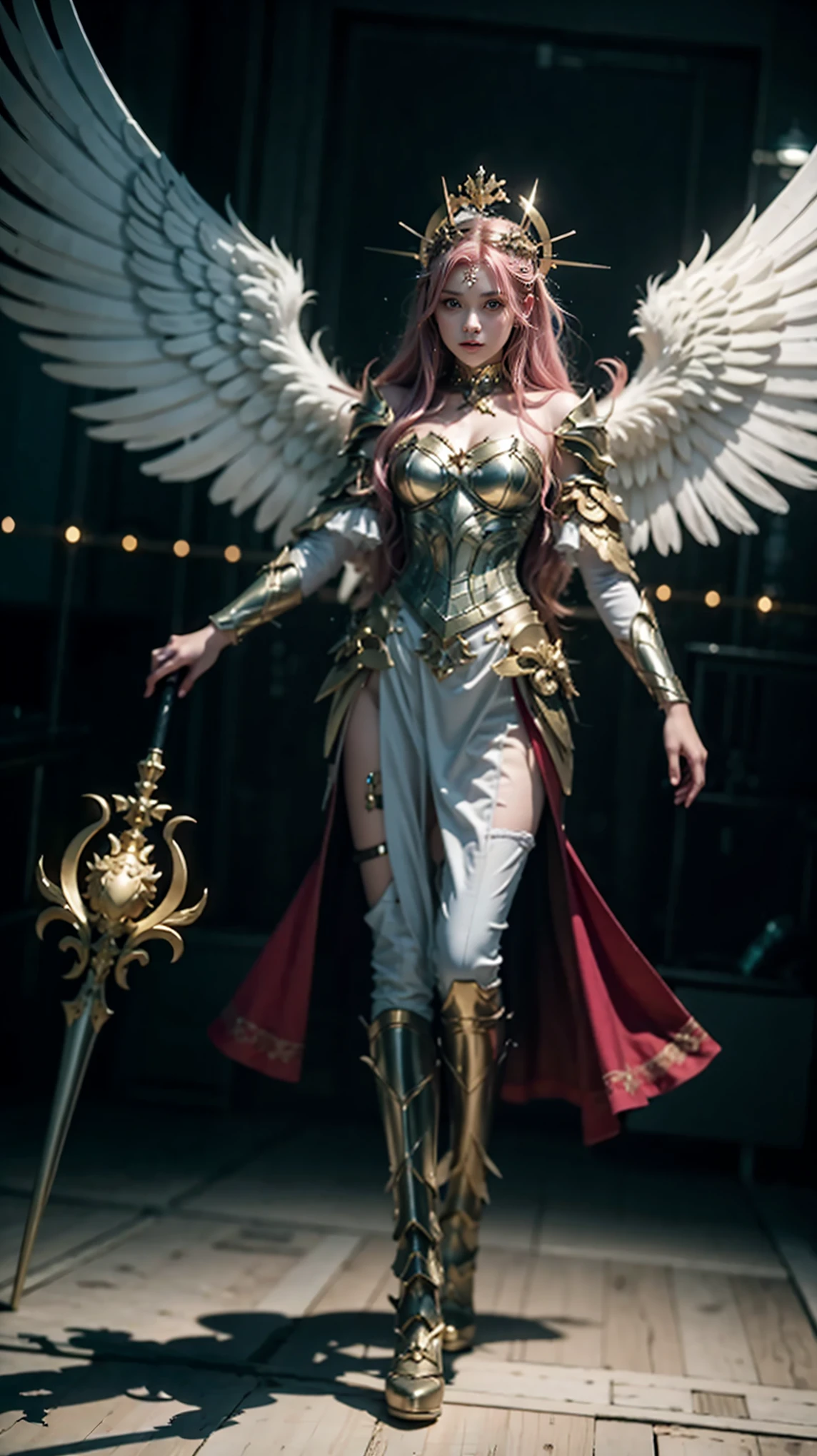 a close-up of a woman with a skull on her shoulder, Anjo majestoso de full body, angel knight girl,  angel in silver armor , tall female angel, beautiful angel girl ciborgue,  gorgeous cleric ,  female artsword by Cushart Krenz , Serafim,  Shadowverse character concept , Deusa. Extremely high details, ( ( character concept art ) ), Archangel with golden wings walking in space, na Lua, Anjo majestoso de full body,  super wide angle , large image of angel, anjo largo, epic angel wings,  photo taken on the body of the cinematic goddess ,     Epic angle and pose    , angelic wings, quente, share, beautiful angel girl, From the Handsome Angel ,  long-range shot of a tall angel ,   giant and impressive photo of the goddess,  there is a woman with pink hair , full body, full body, looking at the camera, Guweiz&#39; unstyled artwork , ! dream artegerm, Lois van Baarle and Ross,   realistic art style  , Modelo IG | artegerm, Semi style Ross Tran,  inspired by Ross Tran , artegerm style, artegerm e atey ghailan, gold-plated giraffe in front of a Castle, Angelic Golden Armor , unreal motor render   Knights of the Zodiac, Golden Goddess Athena, like a mystical valkyrie, ornate cosplay, Greek Goddess Athena, wearing golden armor, ,   Knights of the Zodiac, - Moon jewelry on forehead, angry expression,   sad expression  , Sailor Moon, Golden Armor,  ([long hair]:1.8), (full body:1.8), (imagem de full body em pé:1.8), (upper body upwards:0.3),retrato, Classicismo,  impressive and detailed , pintura, traditional media, realista, detailed symmetrical eyes, beautiful detailed face, figurativo, , oil on canvas, HDR, 8k, original character, high resolution, high detail, focus on the face, retrato, ,   Middle Ages  , Classicismo,  impressive and detailed , pintura, traditional media, realista, detailed symmetrical eyes, detailed face, figurativo, Belle, Persephone, (full body:1.8),  Middle Ages , Templar, castelo 