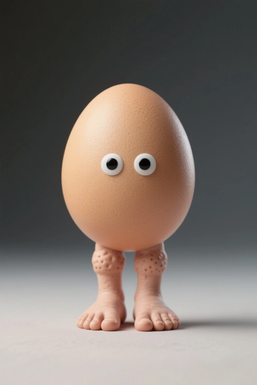 photo, white egg with legs, on bed