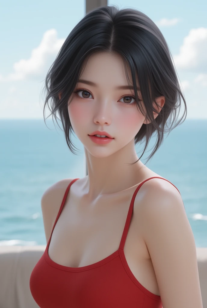 (((Large Breasts))),((H Cup)),(((Underbust、Side bust)))、Cowboy Shot, (((Nipples、No clothes)))、Japanese、
Her face is delicate and beautiful、The model's face、Small and beautiful eyes、The nose is small and beautiful.、Her ears are small and beautiful.、Detailed finger count、Detailed arm count、Detailed number of bars、Small and beautiful mouth.、White teeth are clean and beautiful.、Skin is smooth and beautiful、Her figure is full of high quality and luxury elements...、Very detailed、Rendered in ultra-realistic 8K resolution。Perfect Face、Beautiful expression、Her beautiful eyes stand out、wet Brown hair、Large Breasts、Perfect and beautiful skin、that'Professional artwork、that has a luxurious feel that can be called a masterpiece..、Finished in the highest quality 4K。smile、Show white teeth、Beautiful teeth alignment、Sea view in the background、