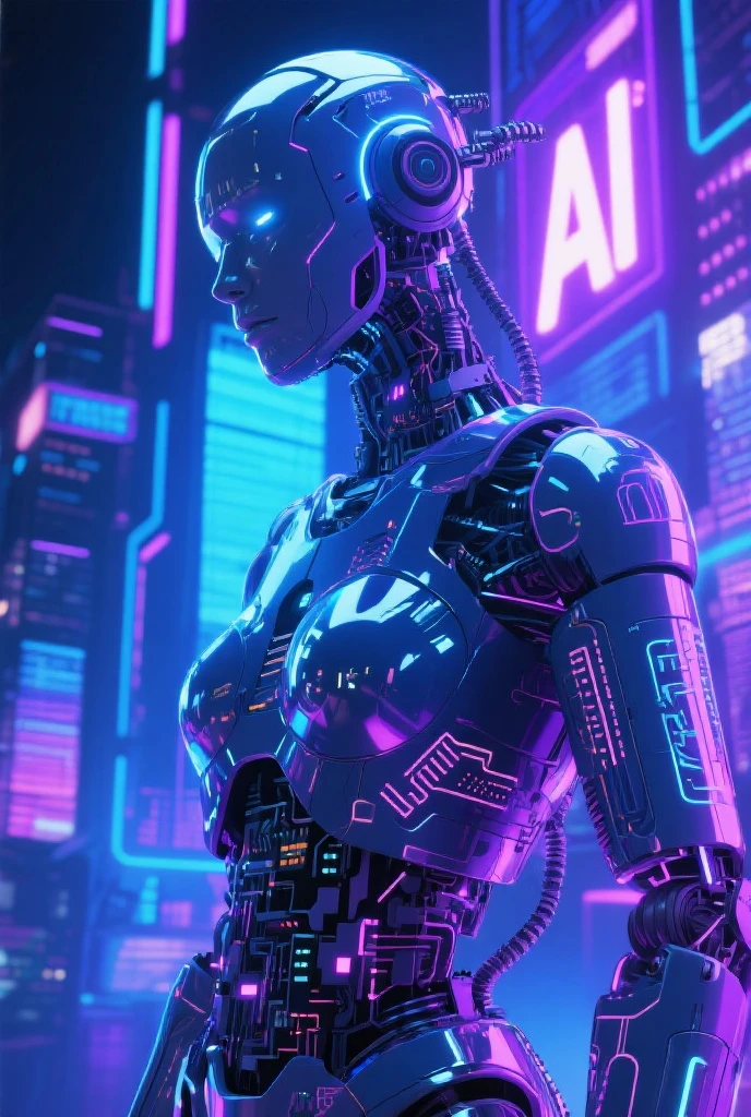 Generates a digital cyberpunk art where the classic android robot , 3D impressionism, ultra-clear details, masterpiece, 8k UHD resolution, urban street background