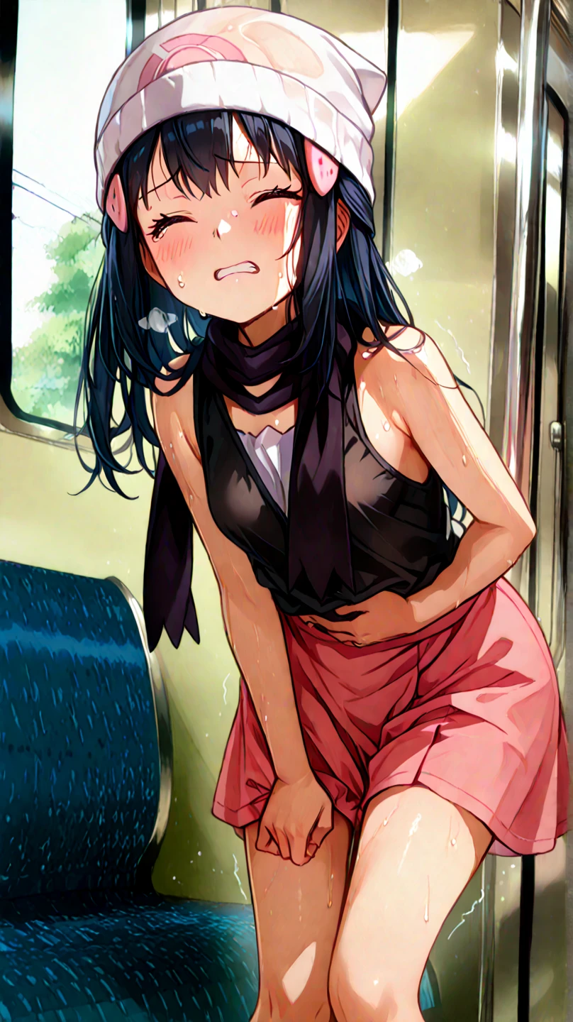 Inside the bus,on the bus seat,Adult women、Gal、Bad look in the eyes、,Long black hair,Wet Hair、dissatisfaction,Sulky,Completely naked,((boots)),((Gray baseball cap)),blush、Sit on the ground,Spread your legs,Feet together.Urinating、Sweat、Sperm on it
