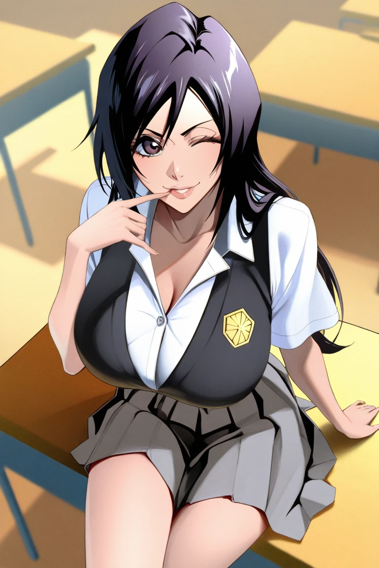 Himejima Akeno、Long Hair、(draw the eyes:1.2)、one person
、blush、smile
、(You can see her chest)
、(Butt Exposed)
、Hands behind head
、Sit down
、(policewoman)
、(highest quality)
、(Fine skin:1.3)
