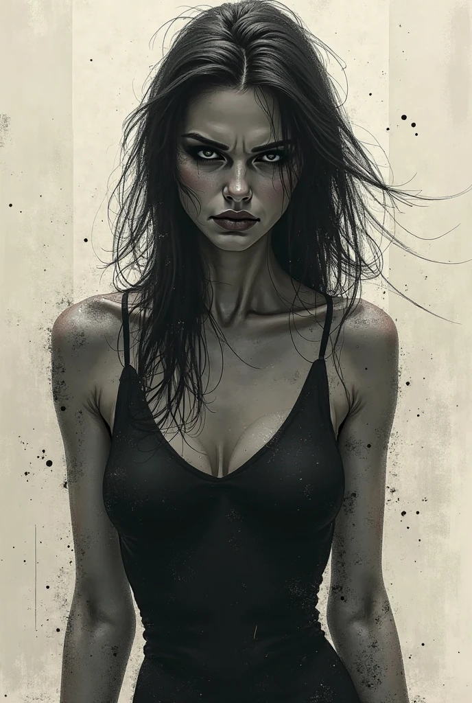 (Ashley Wood Style), a vampire, Young woman, angry