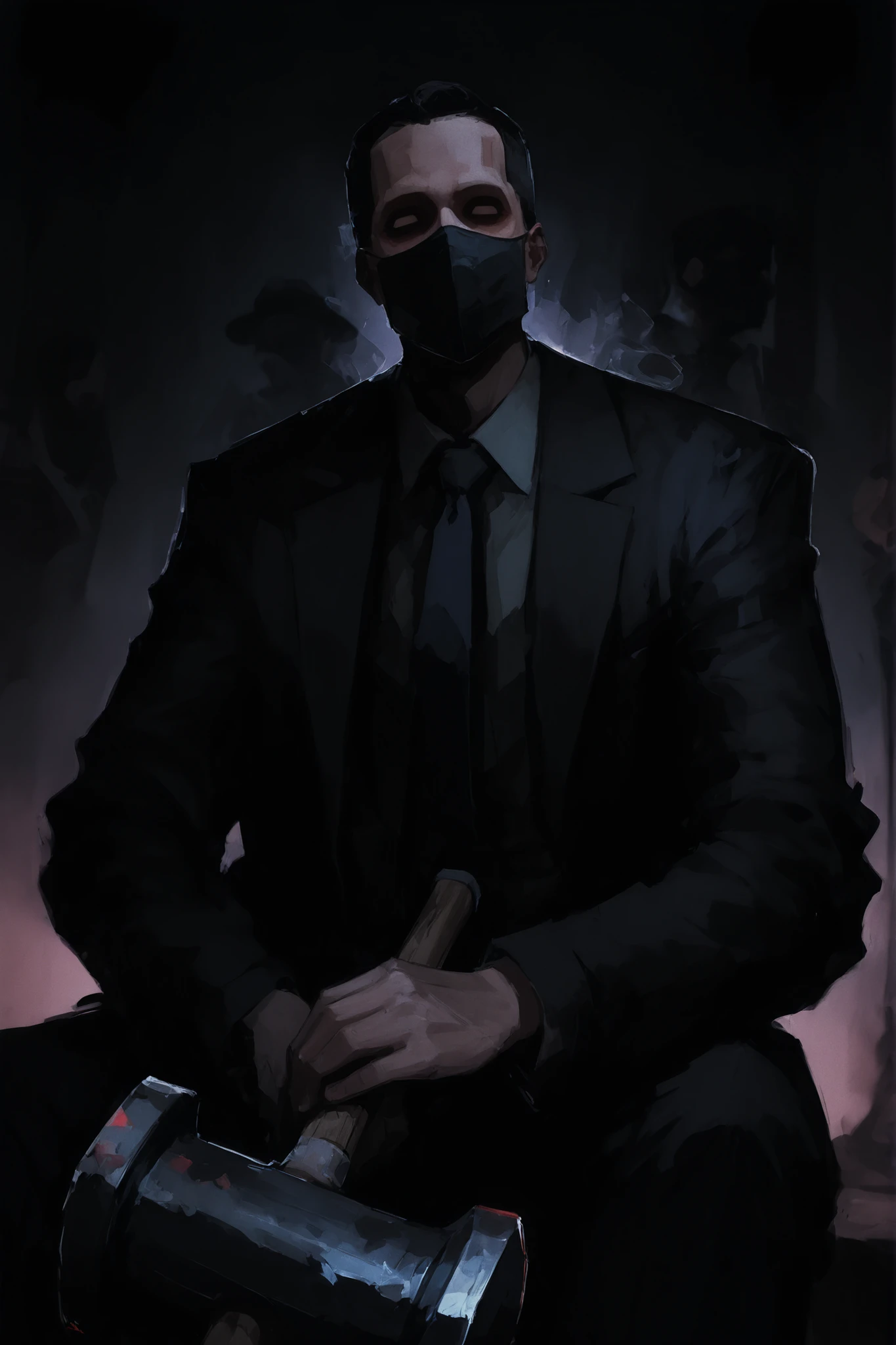 Mouthless Mask, Murderer, hammer, male, Dark Atmosphere,