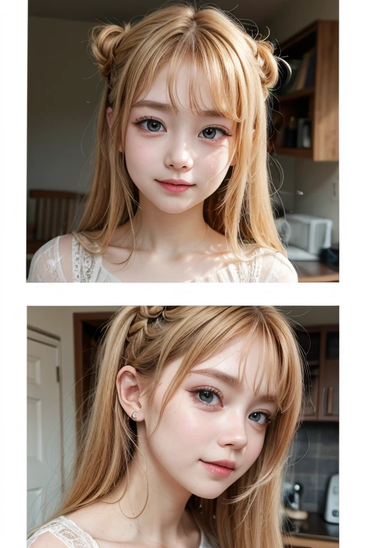 (realisitic、Photorealsitic:1.37)、(in 8K、Raw photography、top-quality、masterpiece:1.2)、
(1girl in)、emma roberts、extremely detailed eye and face、beatiful detailed eyes、cinematric light、Photorealistic skin wrinkles、Small、(Fluffy pajamas)、on the beds、Front-facing camera、Lighting from behind