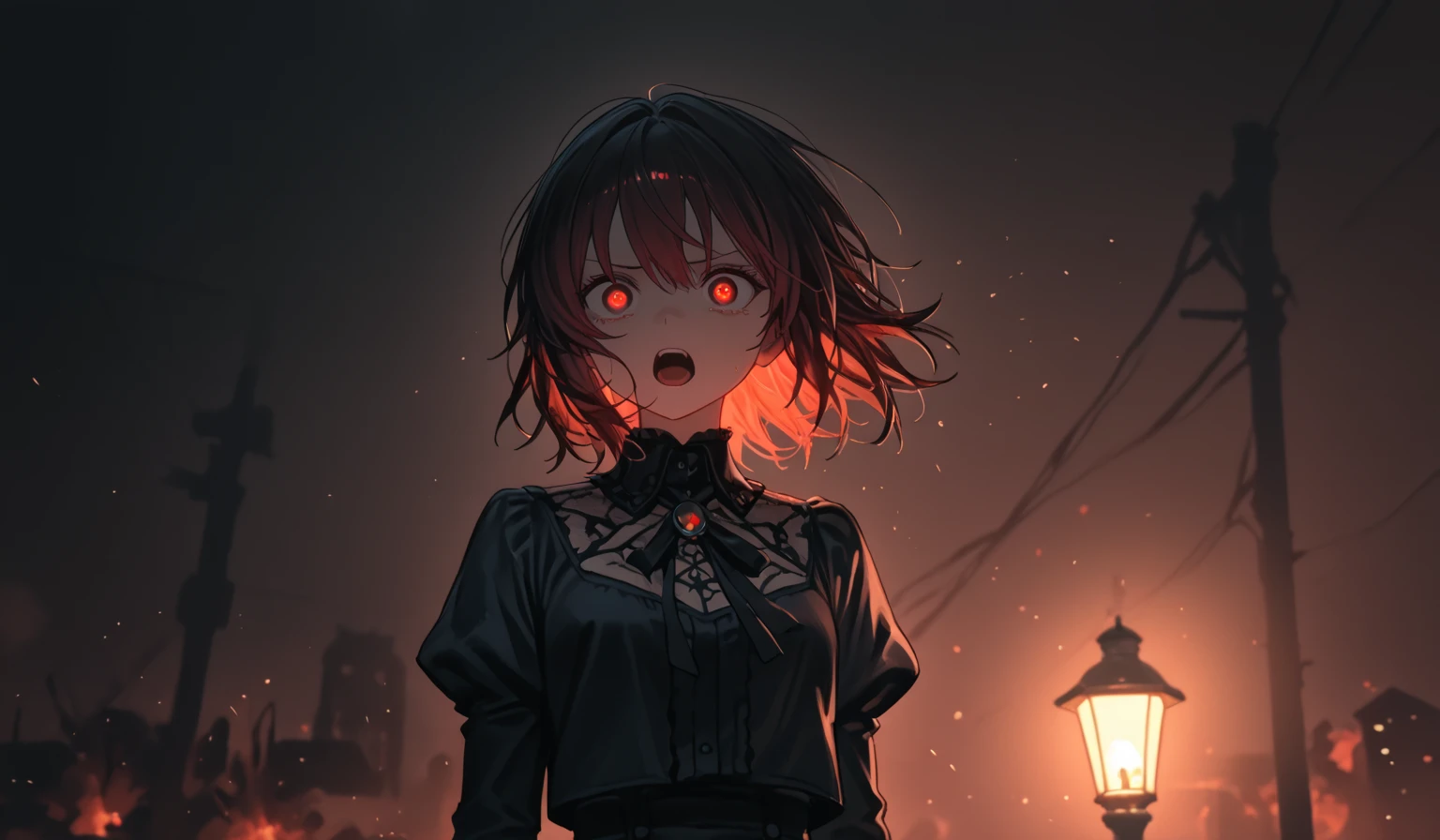 ((best quality)) , ((masterpiece)) , (detailed),Color splash, Ghostly Astronaut (Li Gong:1.3) , wearing Shabby Chic Wrap dress, has metallic plating, Colored hair, Fossil fuel power station in background,(((Horror-themed , Eerie, unsettling, dark, spooky, suspenseful, grim, highly detailed)))