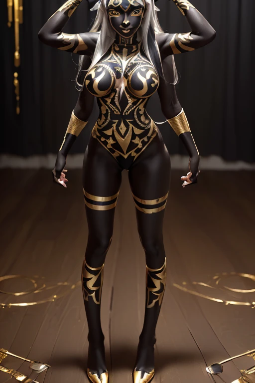 8k ((short body:1.5))((full body view))((view from below:1.5)),(large eyes:1.3), (long hair:1.4), defined cheekbones, (((female dwarf:1.5))), ((the pit style:1.4))((medieval armor:1.6)) ((rusty shoulder armor:1.4))detailed face:1.5), pale skin,(puffy lips:1.5) (pale skin:1.6) ((sexy pose)),((gigantic breasts:1.5)), )highly detailed, majestic, digital photography, art by artgerm and ruan jia and greg rutkowski, ((blonde:1.2)), (masterpiece),((wide shoulders:1.5)) sidelighting, intricate details, (((black and brown color palette))), short height, ((black legs:1.4))((black torso:1.4))((slendered abs:1.2))