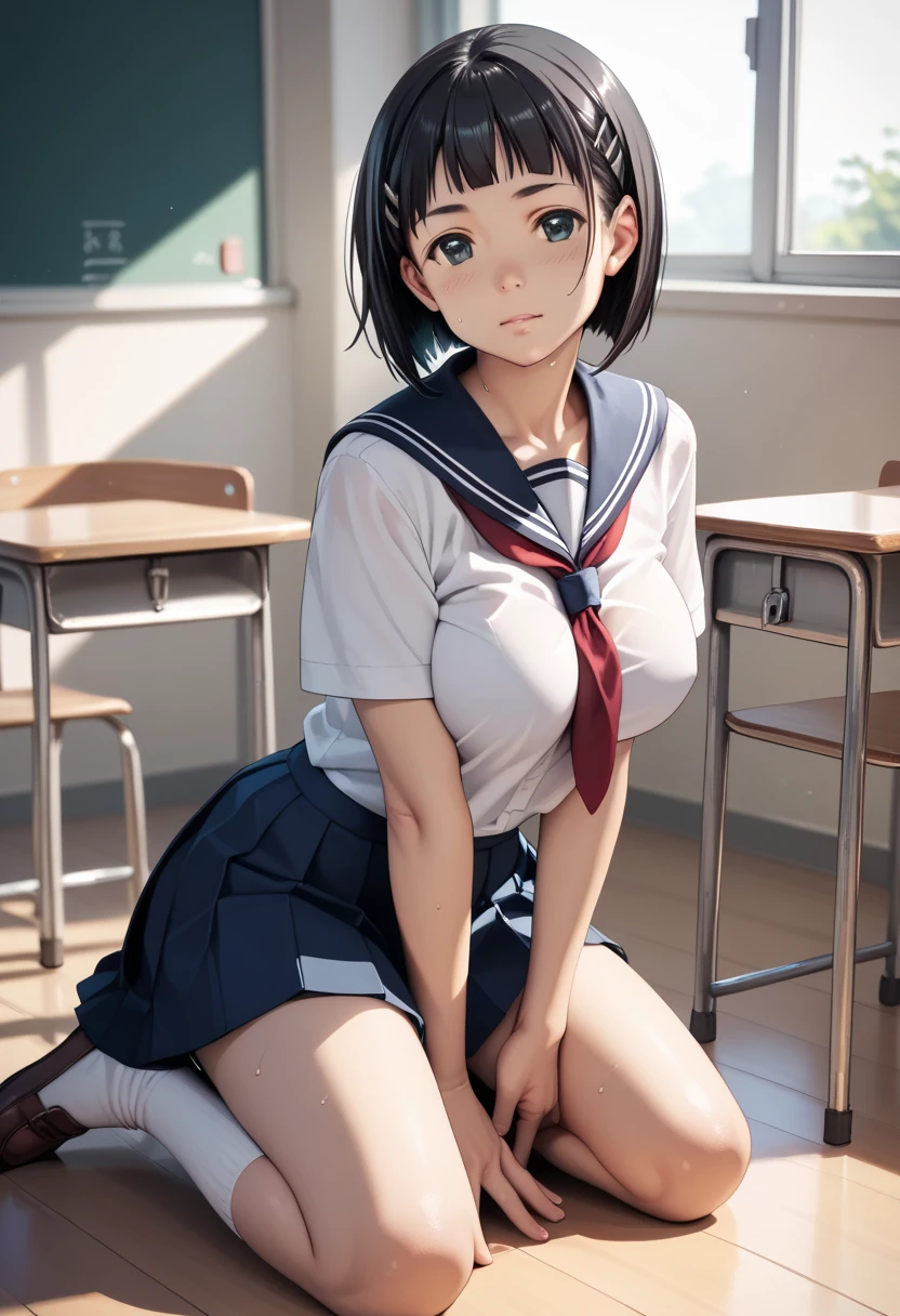 pieces fly,masterpiece,highest quality,Super detailed,High resolution,High resolution,8K portrait,unity,8k壁紙のHigh resolutionCG,unity 8k wallpaper,cute type,a bit:1.5,:1.5,Highly detailed CG unity 8k wallpaper,realistic,real person,cute type,a bit,portrait photography,shiny skin,High resolution,(:1.3),(1 girl),beautiful clear eyes,very detailed explanation,delicate face,nice lips,slender body,thin waist,thin feet,(classroom:1.6),cute type,perfect face,seriously,(blush:1.5),(cute:1.5),(black bun hair:1.3),((medium breasts:1.3)),same,(school uniform:1.2),((clothing lift:1.5)),(I have nipples:1.2)、detailed explanation,vagina,vaginaを表示,spread,feet,spread、((vagina内で絶頂:1.5))