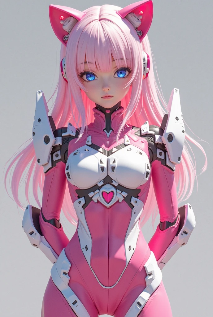 Very detailed background, masterpiece, best quality, 1 Girl, Solitary, ((masterpiece, best quality)),Best aesthetics, Zero Two (Honey), Honey, Bangs, bite, blush, Cover the navel, Eyeshadow, Green Eyes, Hair on the back of the head, Hands on Hips, trumpet, Smile, Long hair, Looking at the audience, cosmetic, Medium breasts, Pilot suit, Red suit, Pink Hair, red Eyeshadow, Science fiction, Firming skin, 