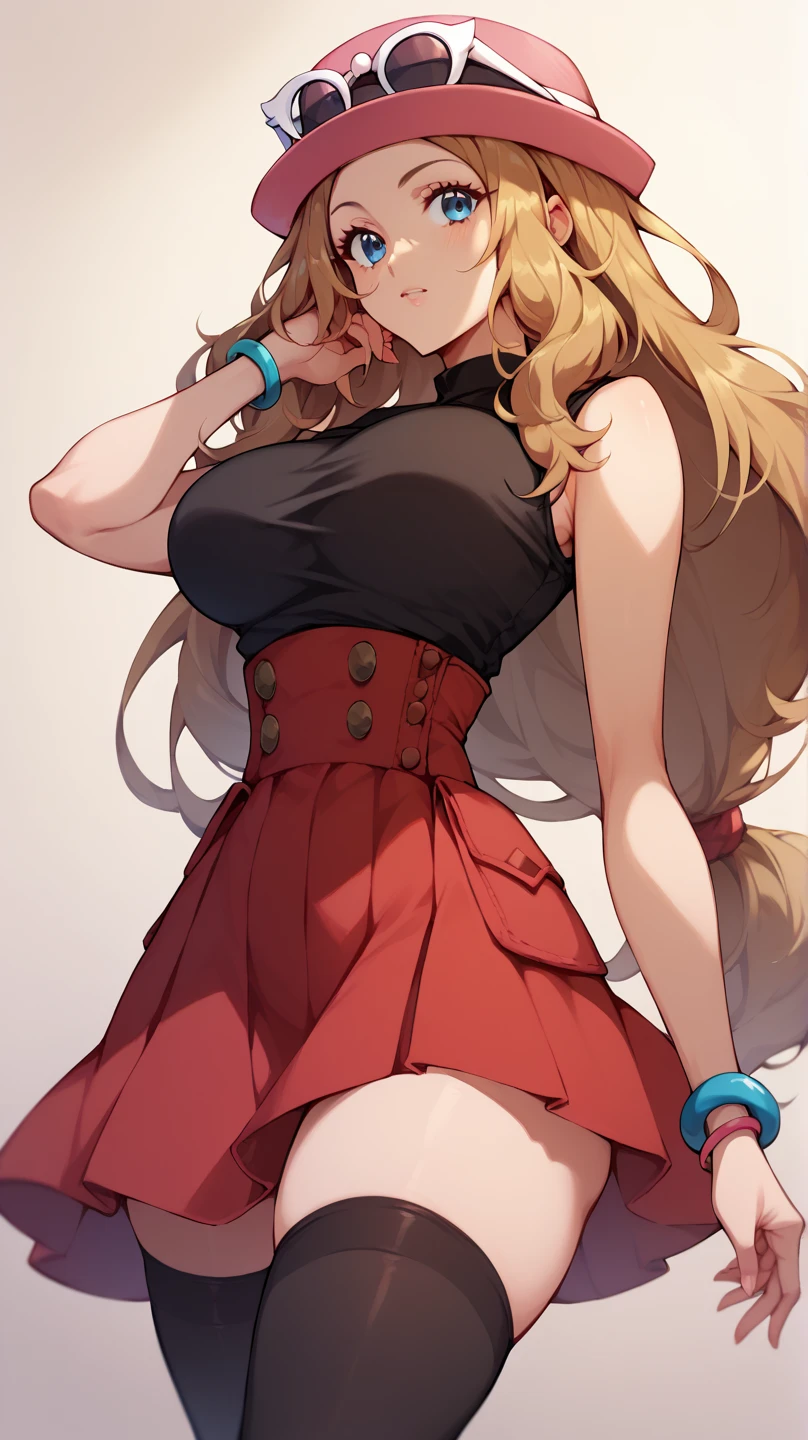 top-quality、Top image quality、​masterpiece、girl with((18year old、Best Bust、big bast,Beautiful blue eyes、Breasts wide open, Blonde ponytail、A slender,Large valleys、Black hoodie、Red and black skirt、Sleeveless、Ruby Earrings、all-fours、Leaning forward)）hiquality、Beautiful Art、Background with((Full Moon Night、dancing rose petals、Beautiful night sky、blue rose meadow)))、,masutepiece、visualart、depth of fields、