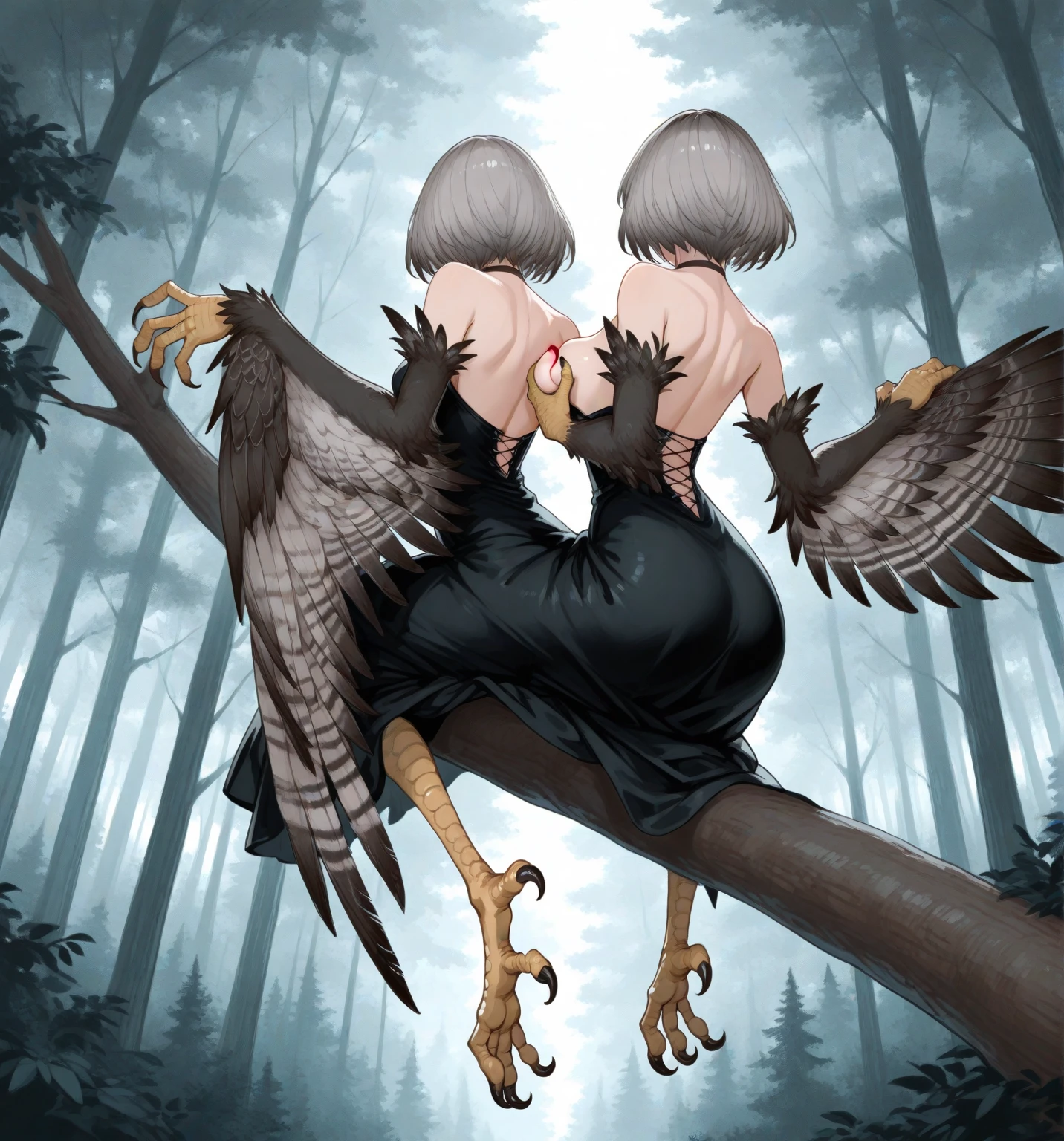 duo, anthro male crow and female magpie, by oouna, muscular male, , breasale penetrated, sex, vaginalx, miry posit, exted beautiful eyes, romantic, intense, detailed hands, detailed feet