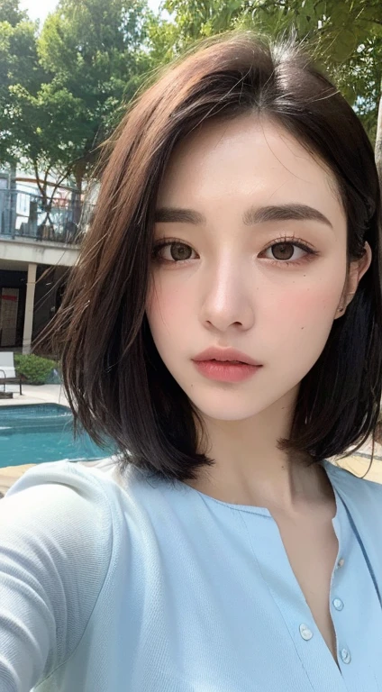 8k、High resolution、close-up image、high nose、narrow eyes、skinny、no makeup、the face you show to your lover、sexy eyes、white skin、transparent skin、slimming、wrinkles around the eyes、Vertical plane、transparent skin、Idol、short hair、shiny hair、Fashion Model、small breasts、light that illuminates the front of the face、look at the camera、Eyes of the Upper Eye、Singing figure